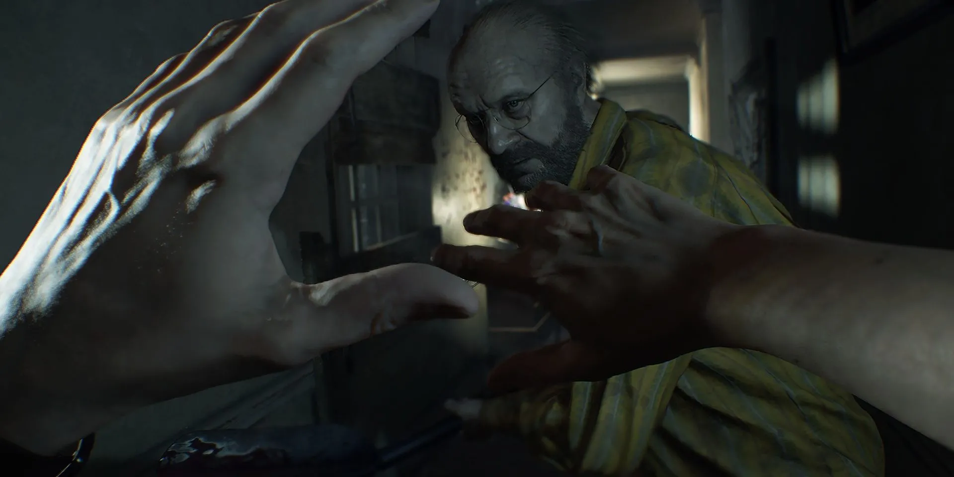 Jack Baker tấn công trong Resident Evil 7