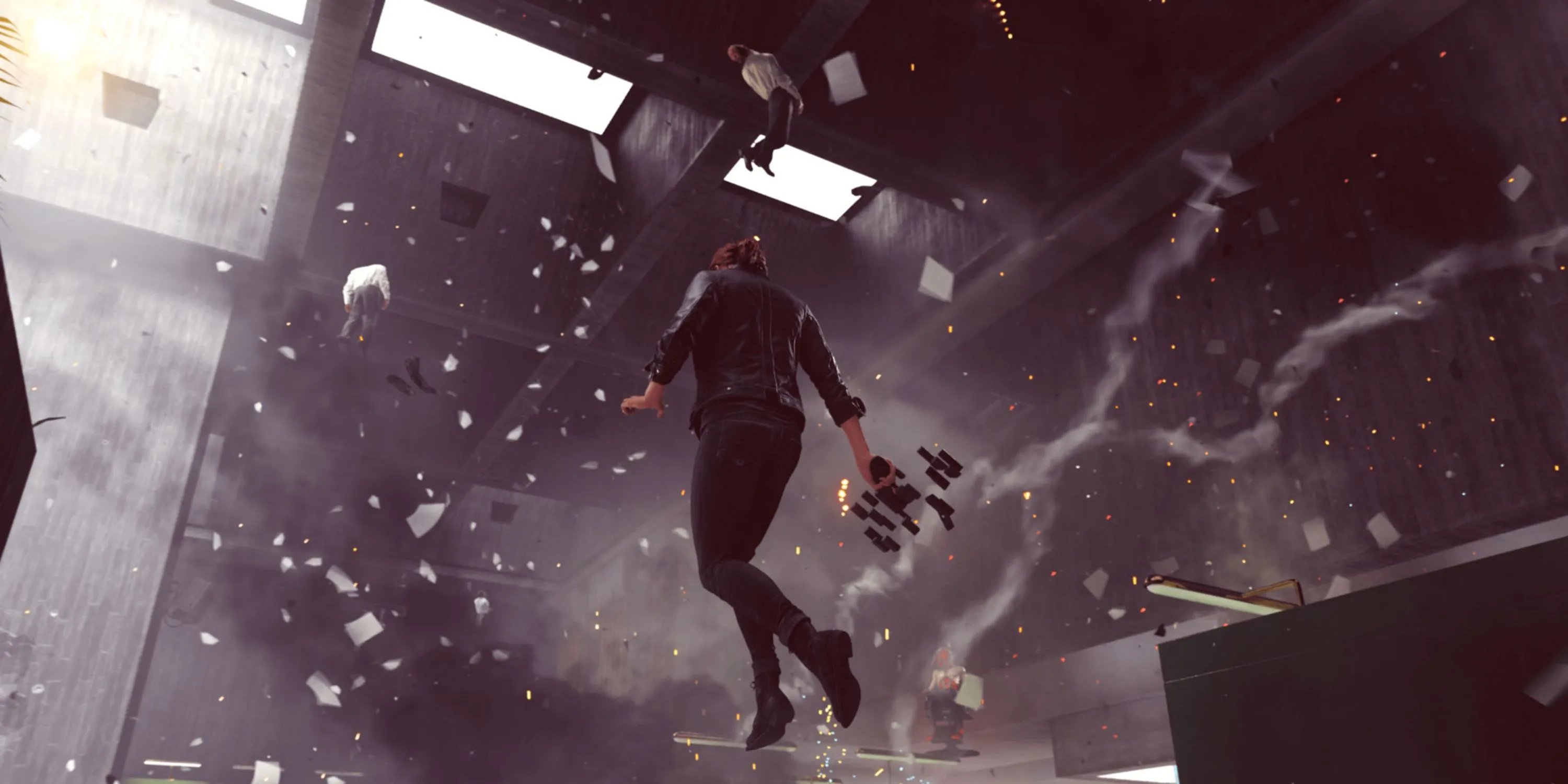 Jessie Faden sử dụng năng lực đặc biệt trong cảnh chiến đấu căng thẳng của game Control