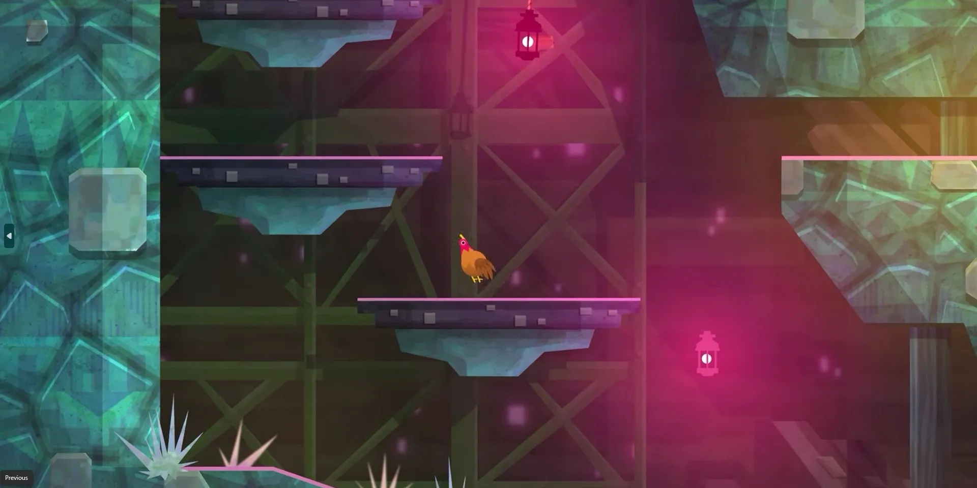 Juan biến thành gà với Pollo Power trong Guacamelee! để chui qua khe hẹp