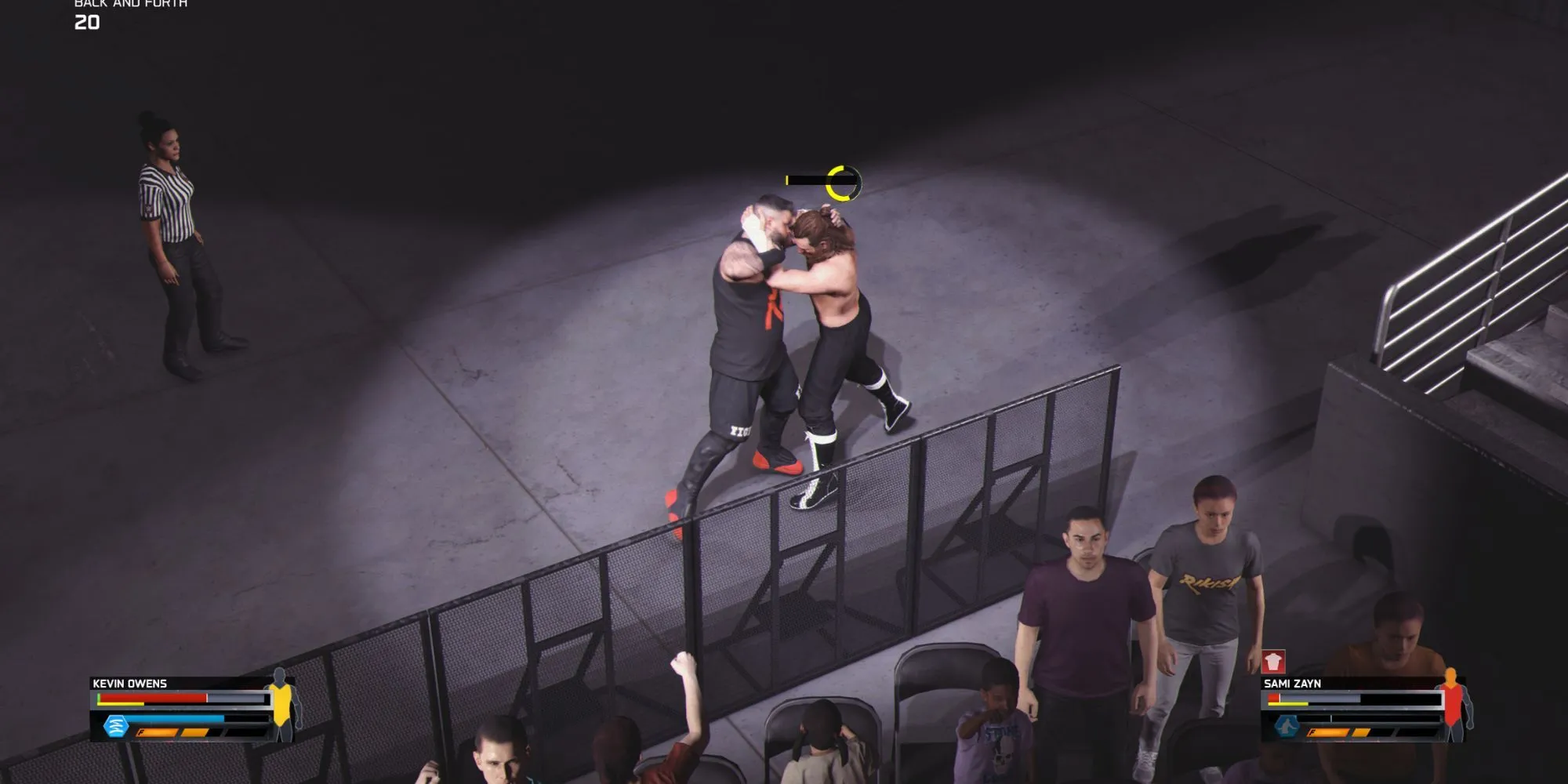 Kevin Owens tung đòn vào Sami Zayn trong WWE 2K25