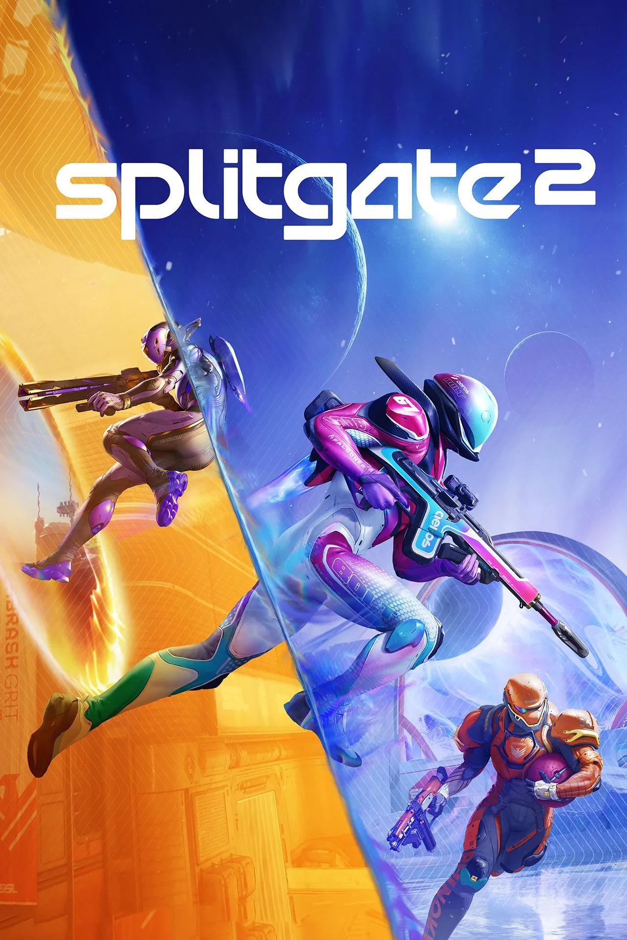 Key art chính thức của Splitgate 2 thể hiện nhân vật và cổng dịch chuyển