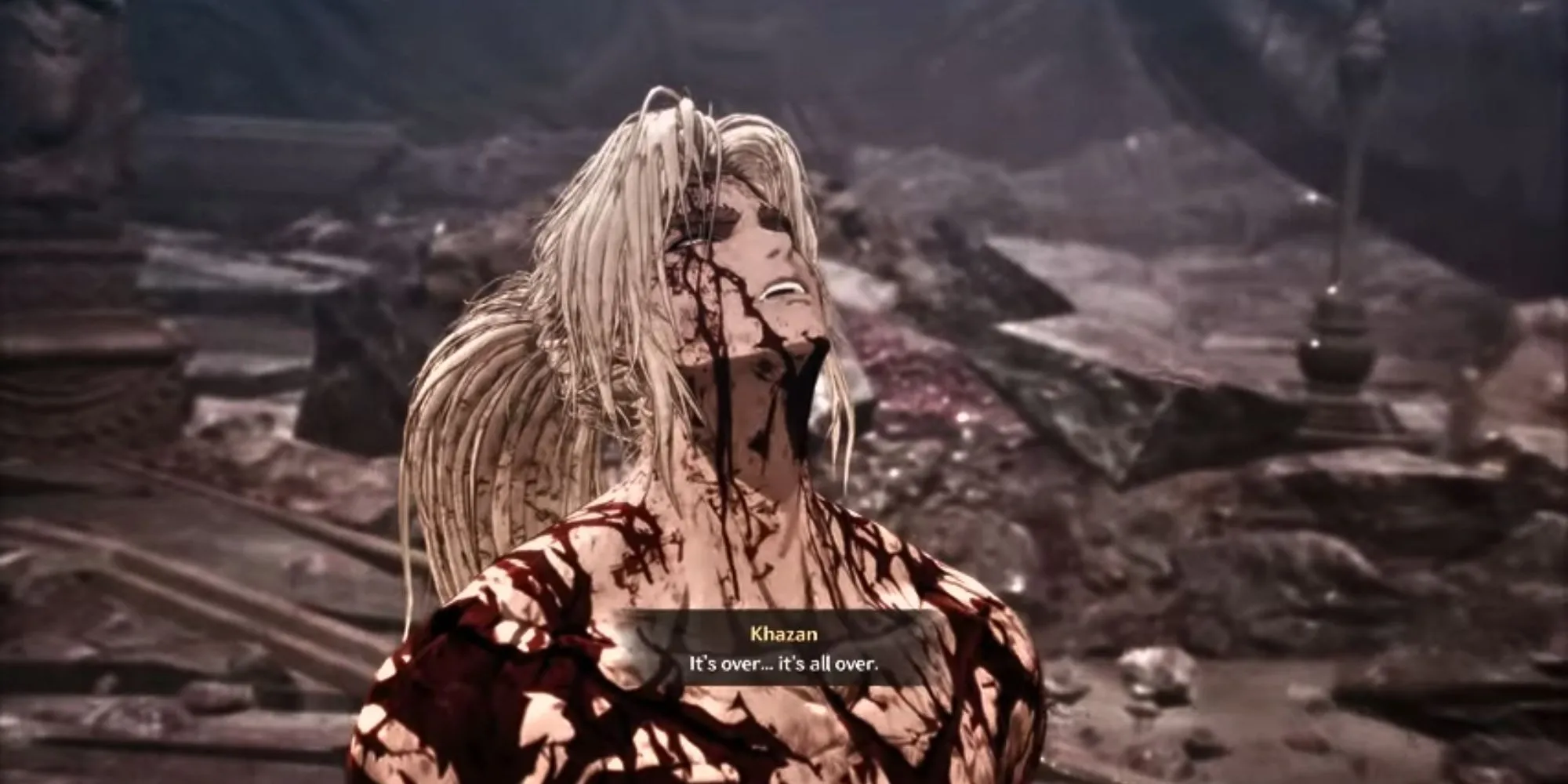 Khazan đối mặt với Ozma trong trận chiến cuối cùng ở Normal Ending The First Berserker