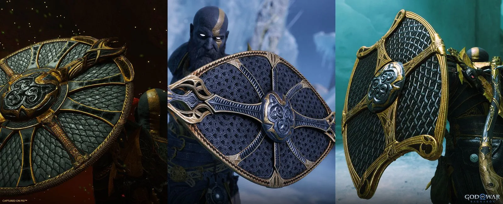 Khiên Dark Odyssey trong God of War Ragnarok với thiết kế độc đáo