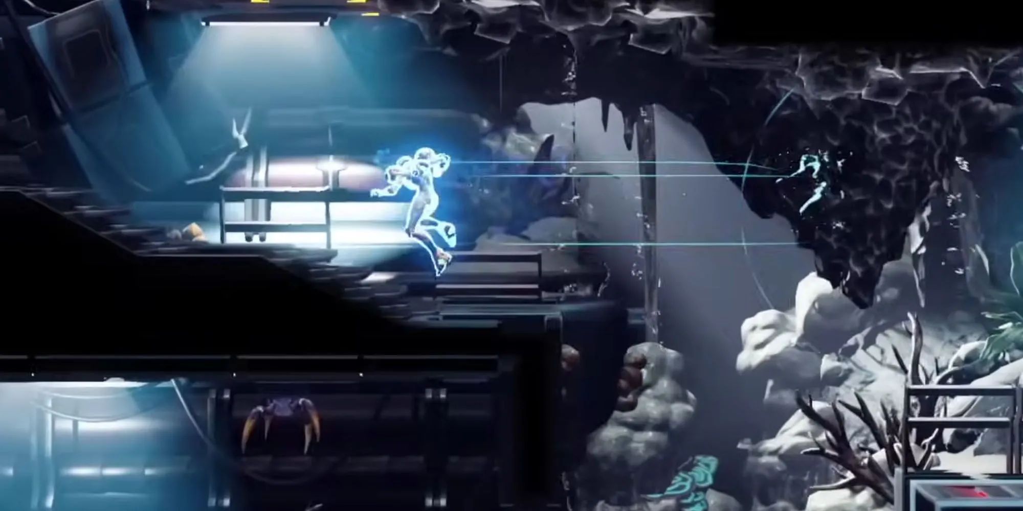 Kỹ năng Flash Shift giúp Samus di chuyển nhanh trong Metroid Dread, né đòn và vượt địa hình