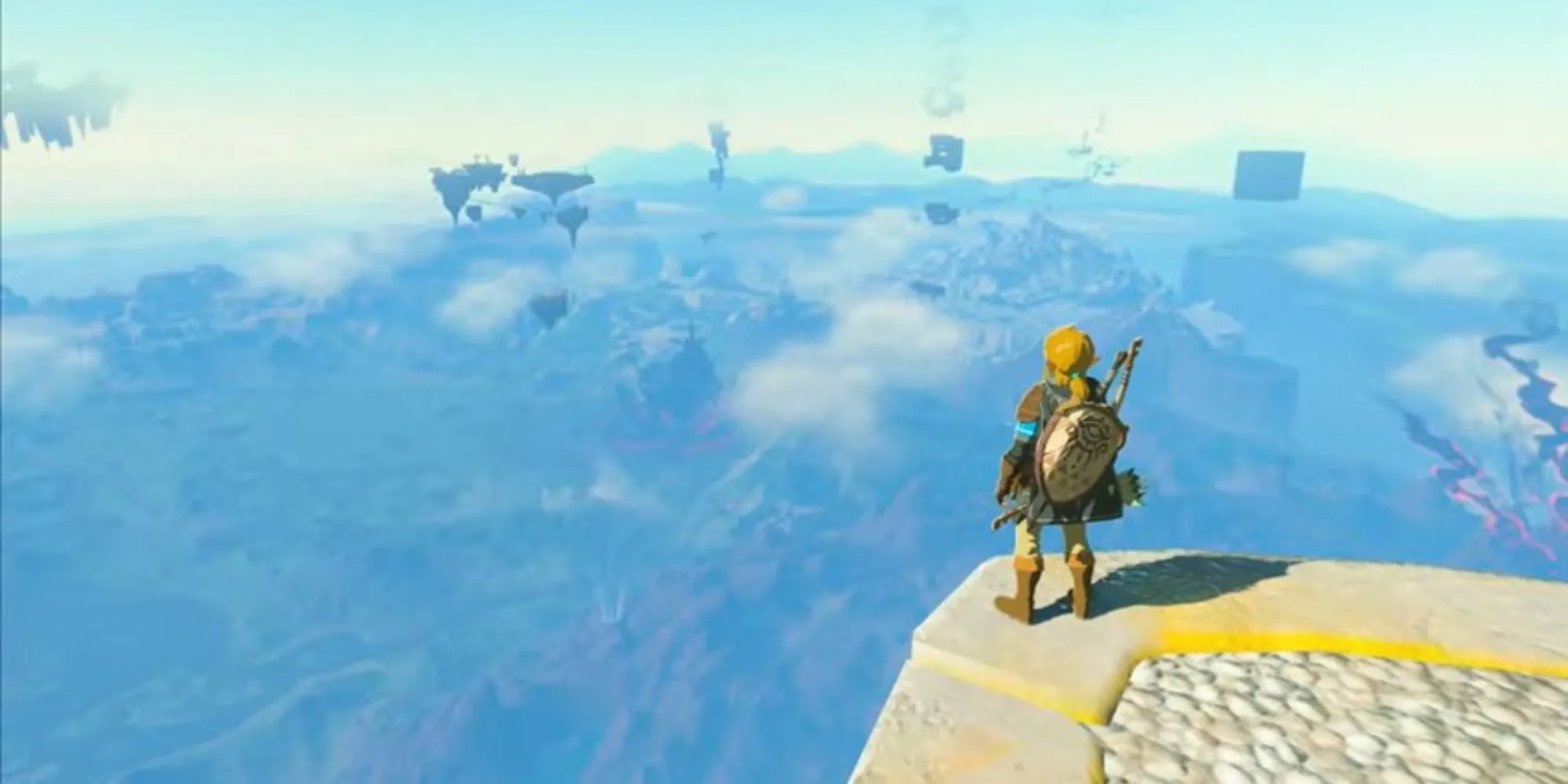 Link lơ lửng trên bầu trời Hyrule trong The Legend of Zelda: Tears of the Kingdom