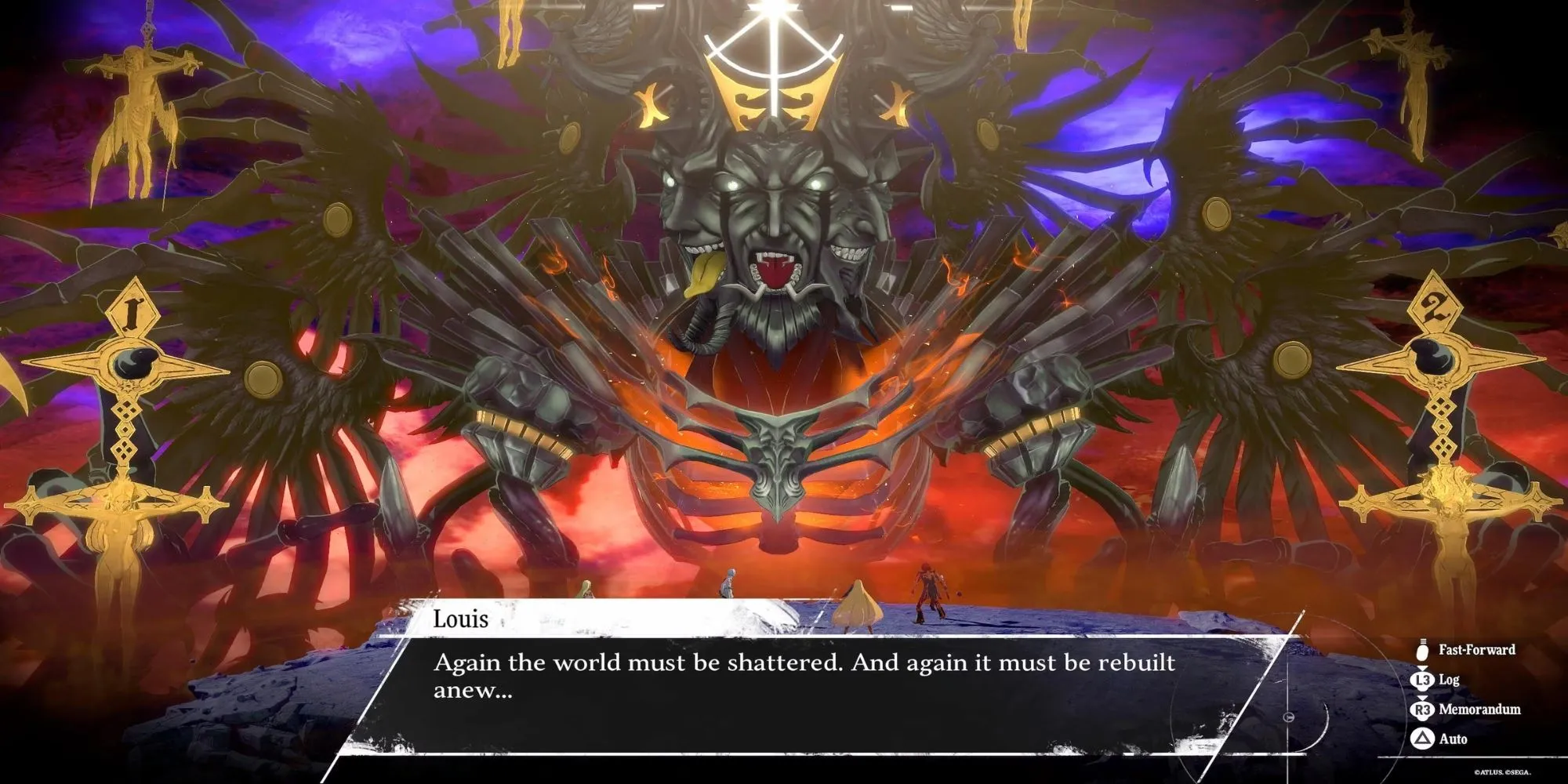Louis Guiabern trong dạng Destroyer Charadrius với nhiều mặt nạ trong Metaphor: ReFantazio