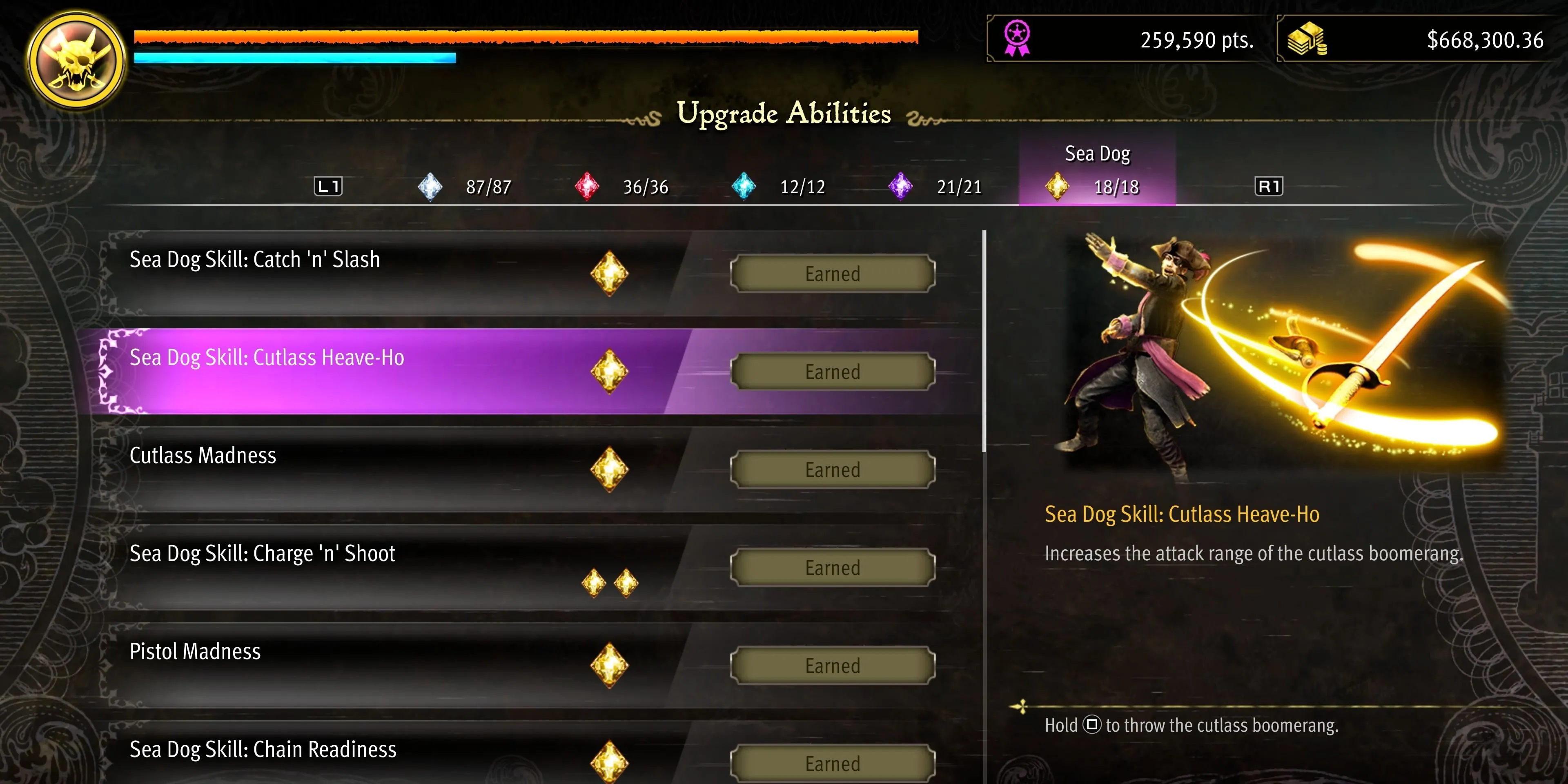 Majima dùng Cutlass Heave-Ho ném dao găm trong phong cách Sea Dog Pirate Yakuza
