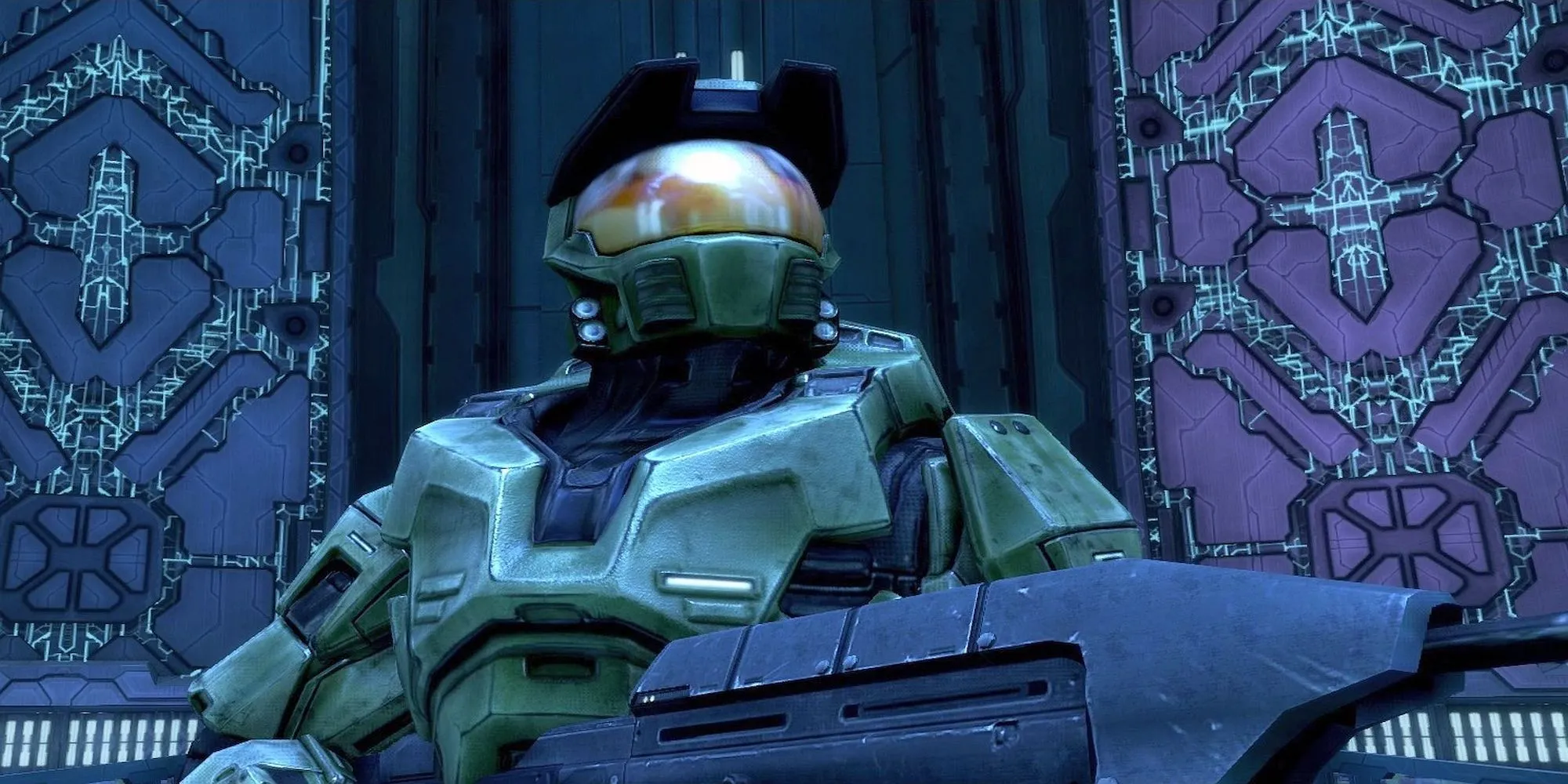Master Chief nhìn lên trong cảnh game Halo: Combat Evolved trên bộ sưu tập Master Chief Collection