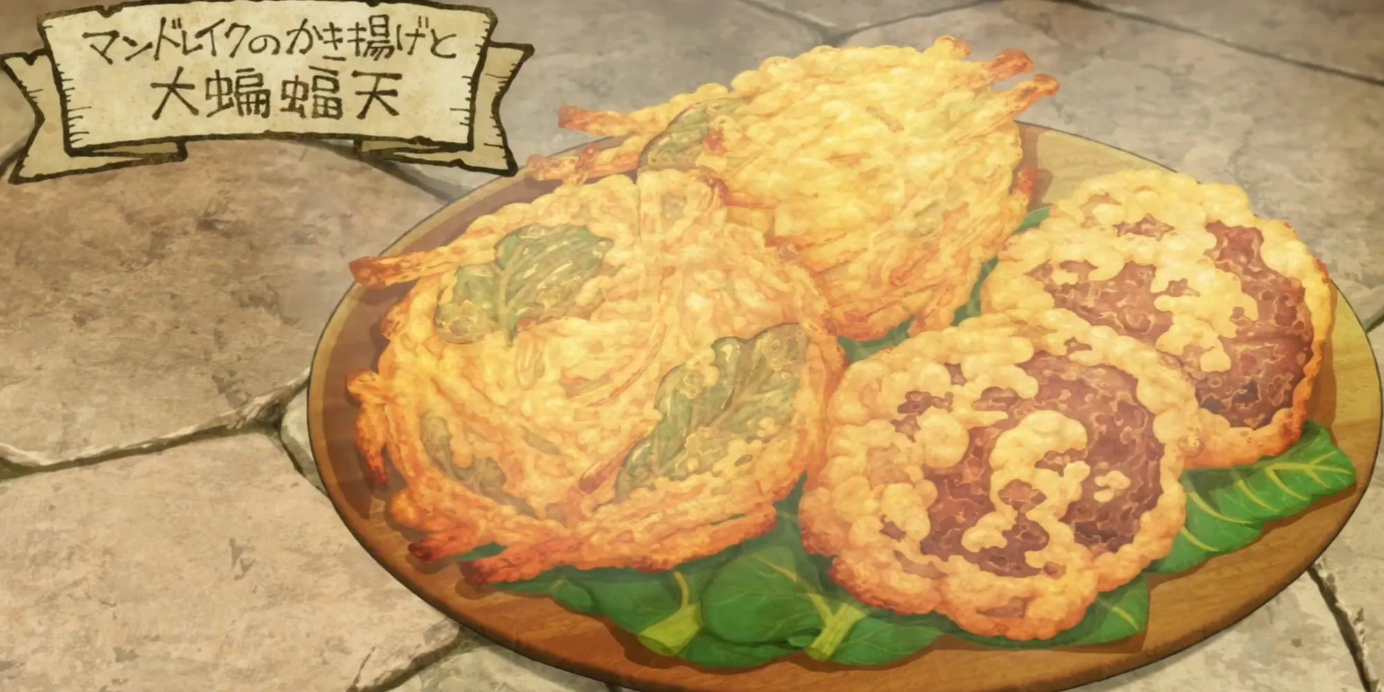 Món Kakiage Mandrake và Tempura Dơi Khổng Lồ thể hiện sự phối hợp của Senshi và Chilchuck