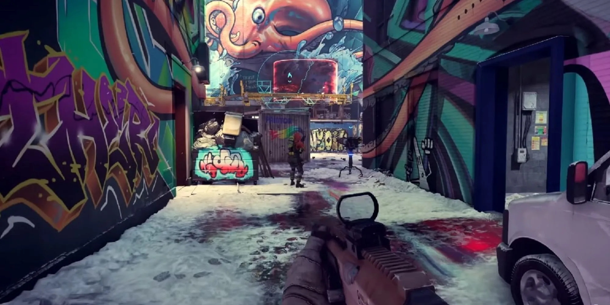 Một cảnh chiến đấu trong game XDefiant của Ubisoft với giao diện người dùng đặc trưng
