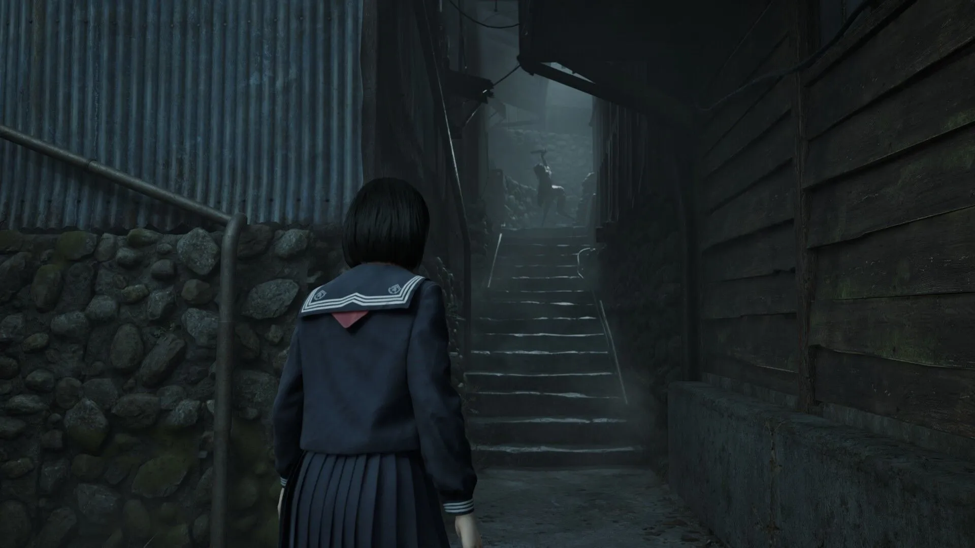 Một cảnh tượng trong Silent Hill f với bông hoa đỏ rực trên gương mặt nhân vật, gợi ý về mức độ kinh dị của game.