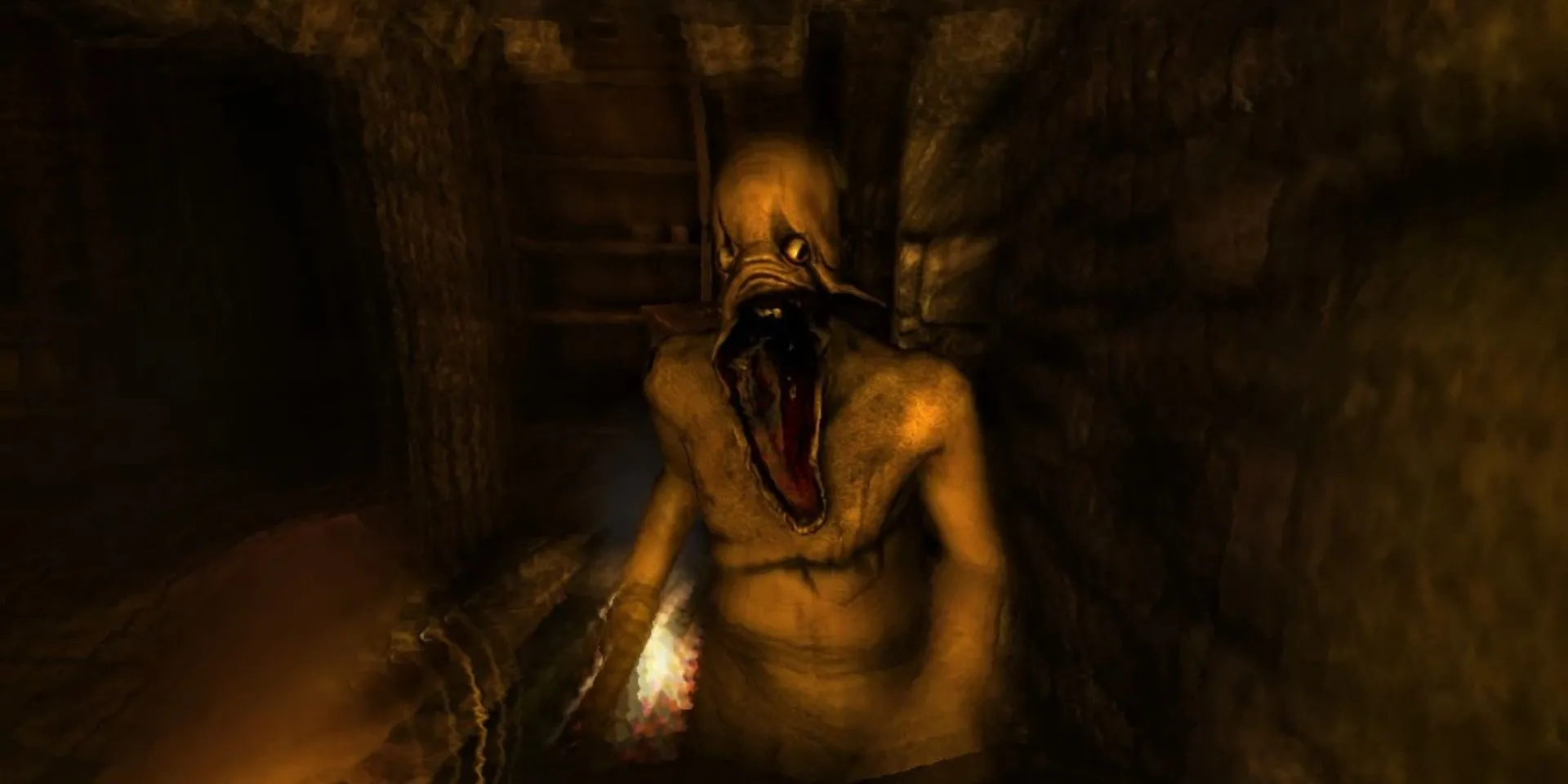 Một Gatherer Grunt đang tấn công Daniel trong Amnesia The Dark Descent.