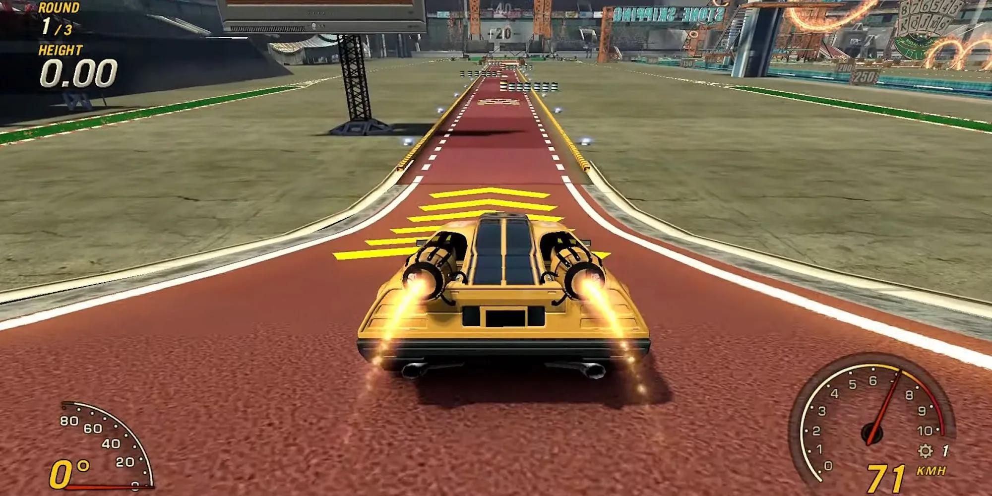 Một pha biểu diễn phóng người lái xe qua kính chắn gió trong chế độ Stunt của FlatOut Ultimate Carnage