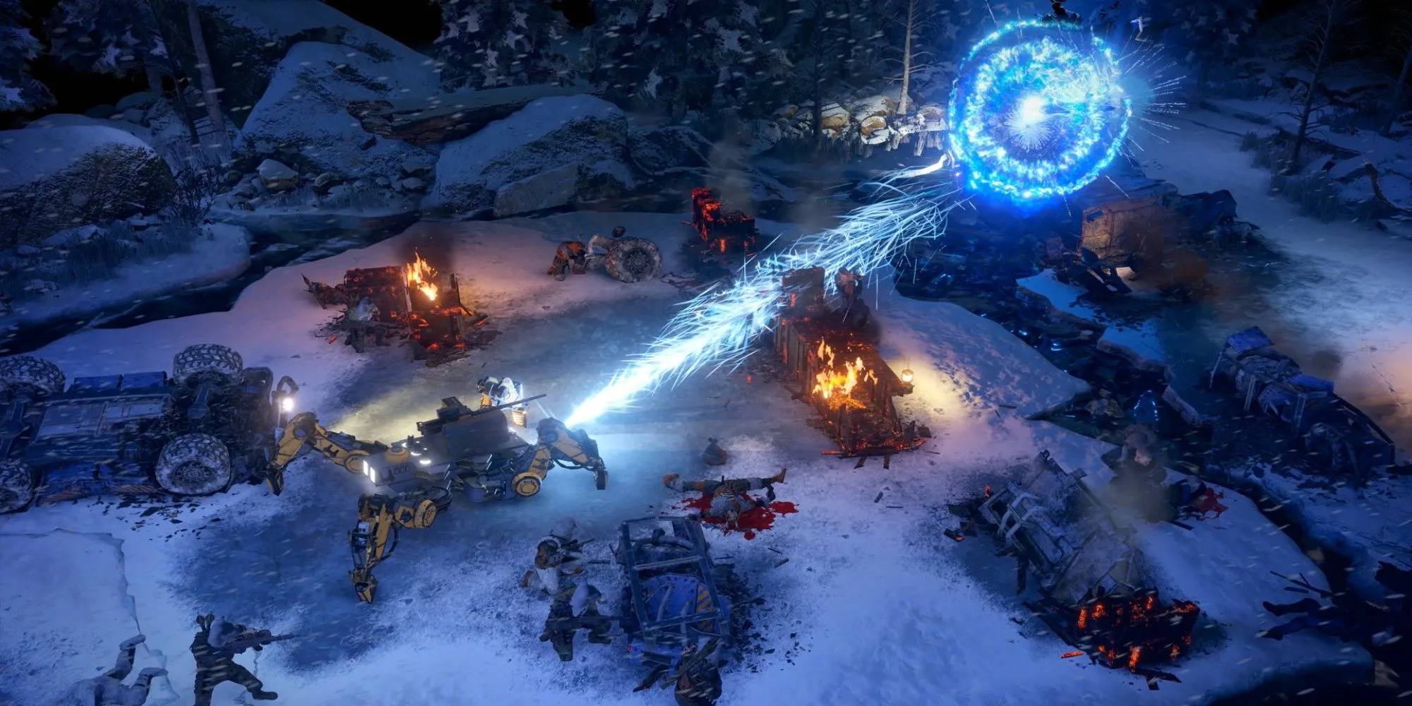Một trận chiến chiến thuật trong game Wasteland 3 với giao diện người dùng