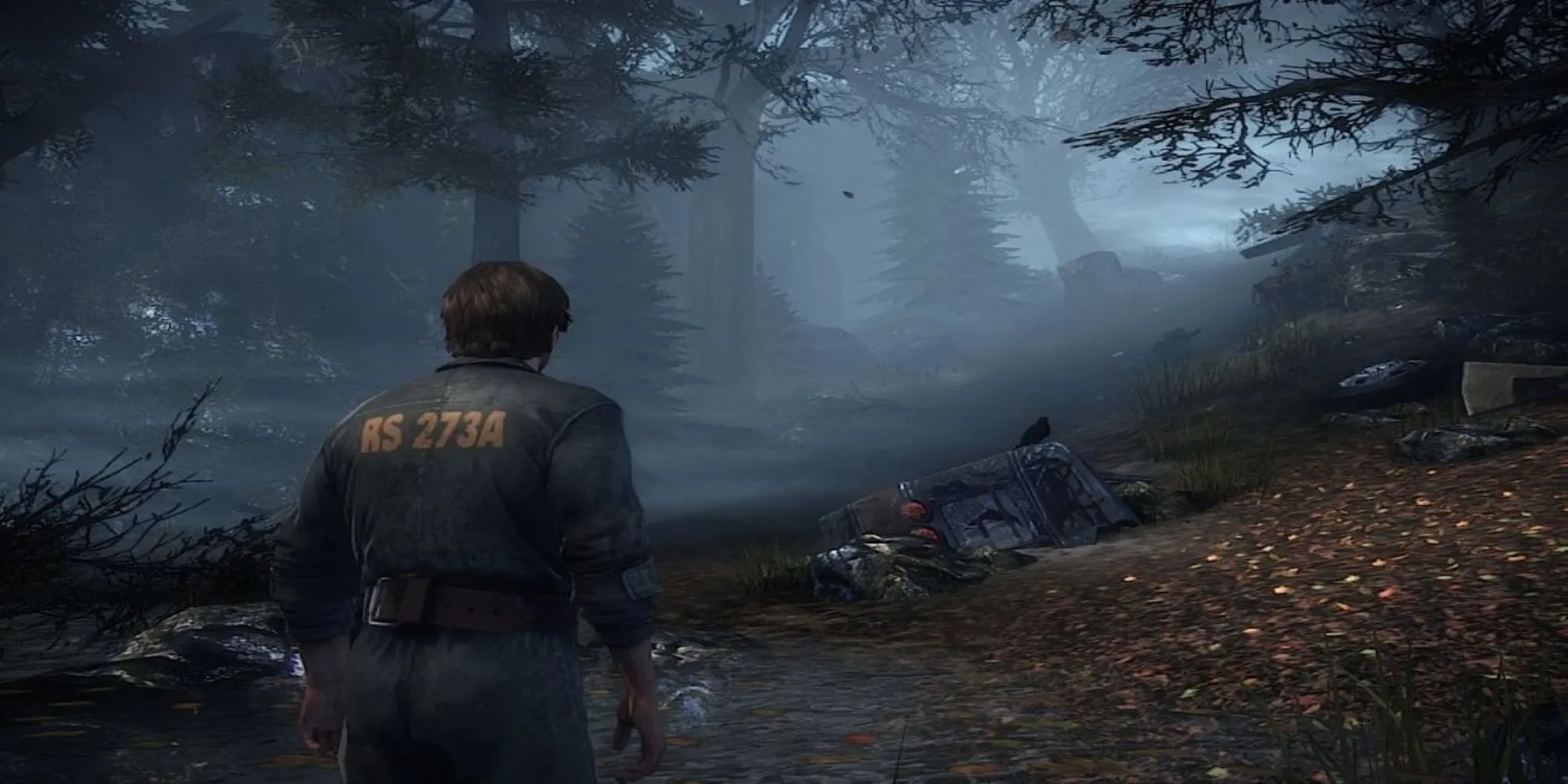 Murphy Pendleton từ Silent Hill Downpour sau khi xe tù của anh ta bị lật bên ngoài Silent Hill
