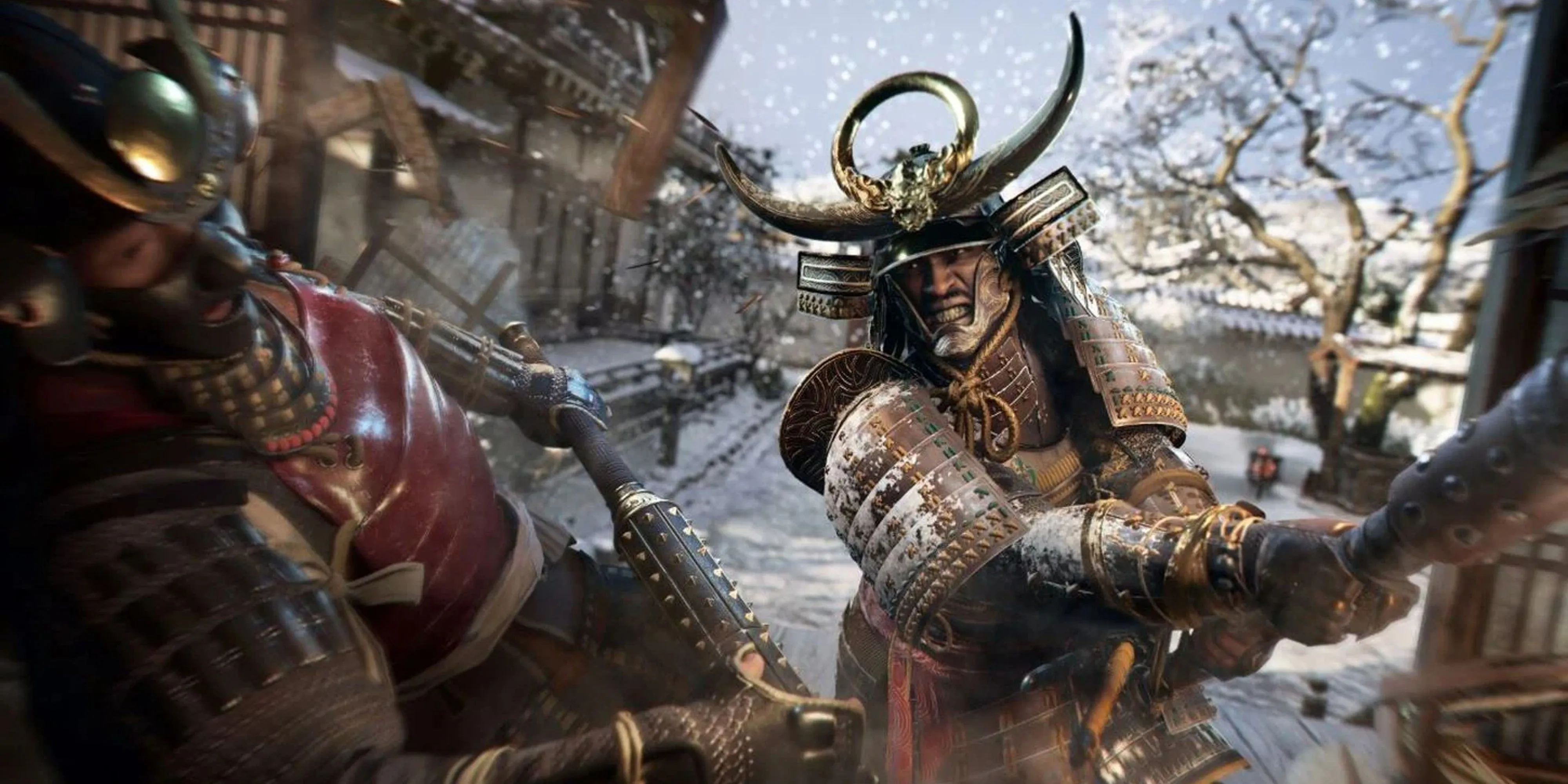 Naoe chiến đấu với lính canh trong tuyết tại Assassin's Creed Shadows