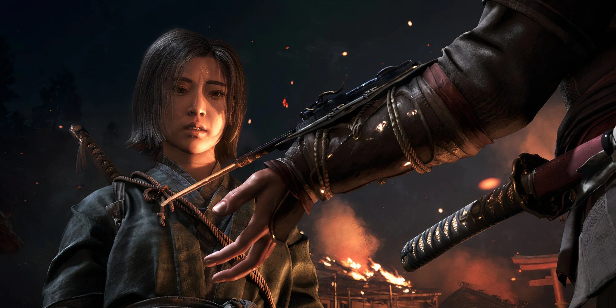 Naoe di chuyển trên mái nhà trong Assassin's Creed Shadows