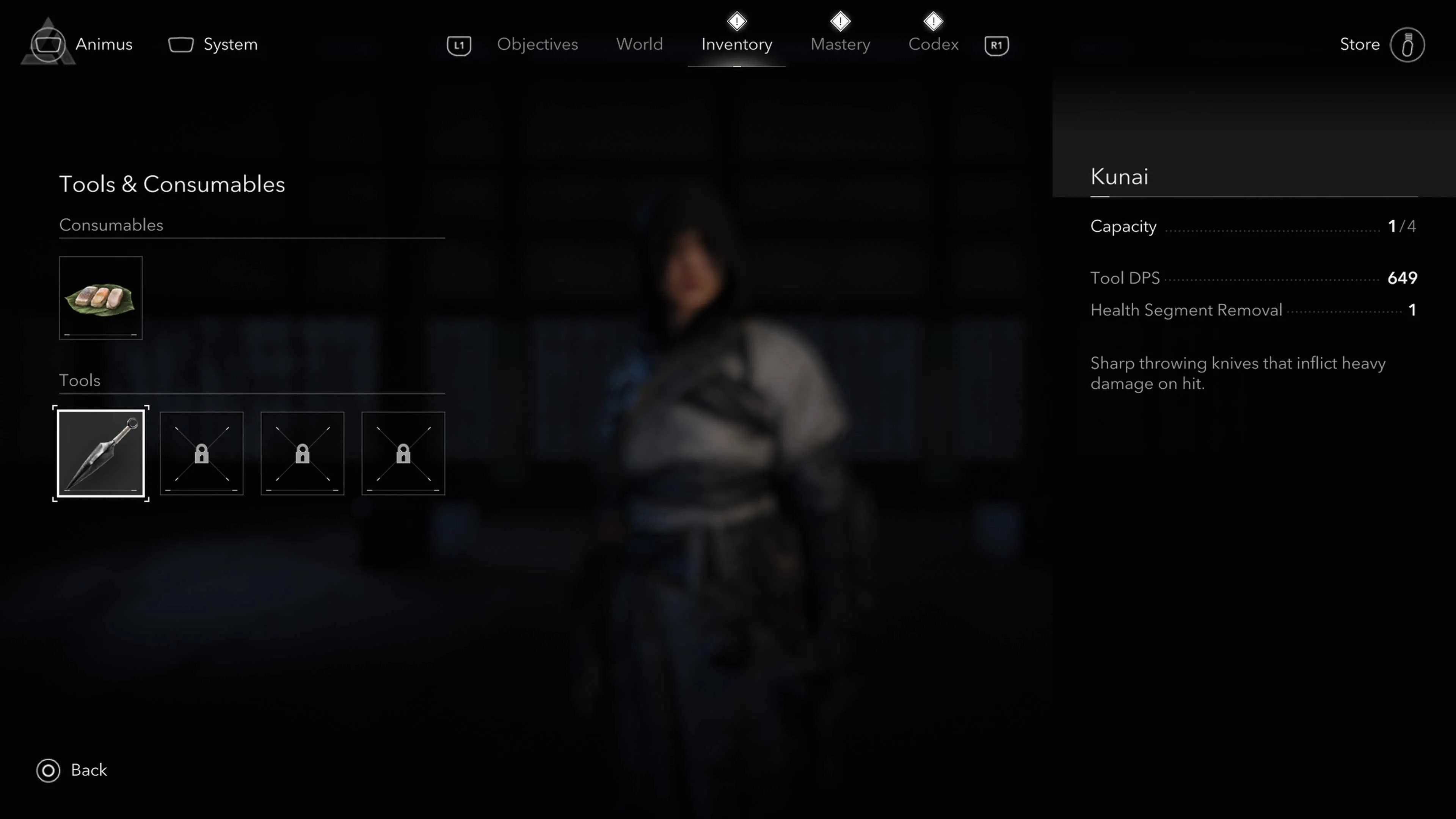 Naoe sử dụng kunai, một công cụ ám sát tầm xa hiệu quả trong Assassin's Creed Shadows