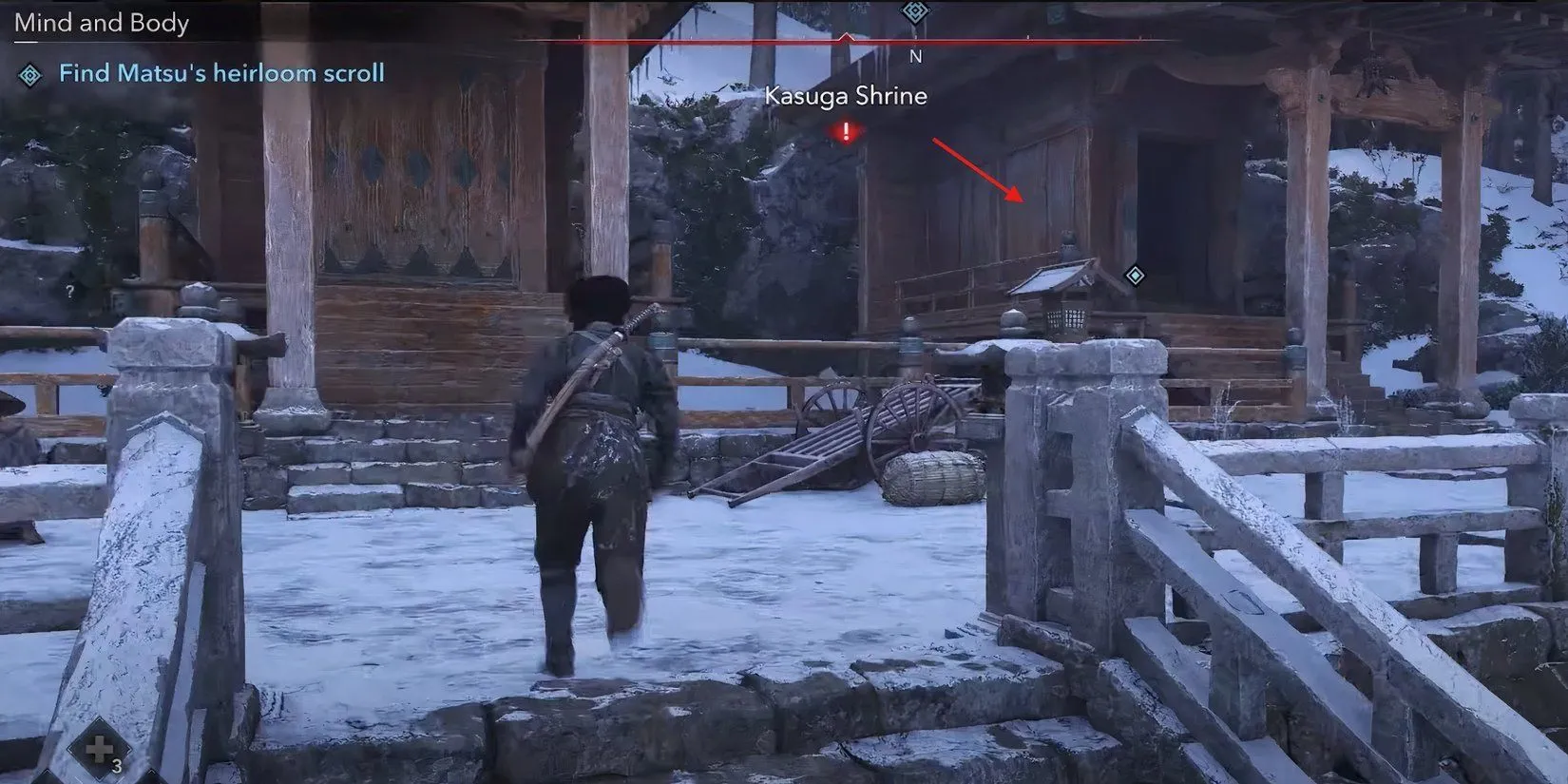 Naoe tìm kiếm một cuộn giấy ninja ẩn trong Assassins Creed Shadows