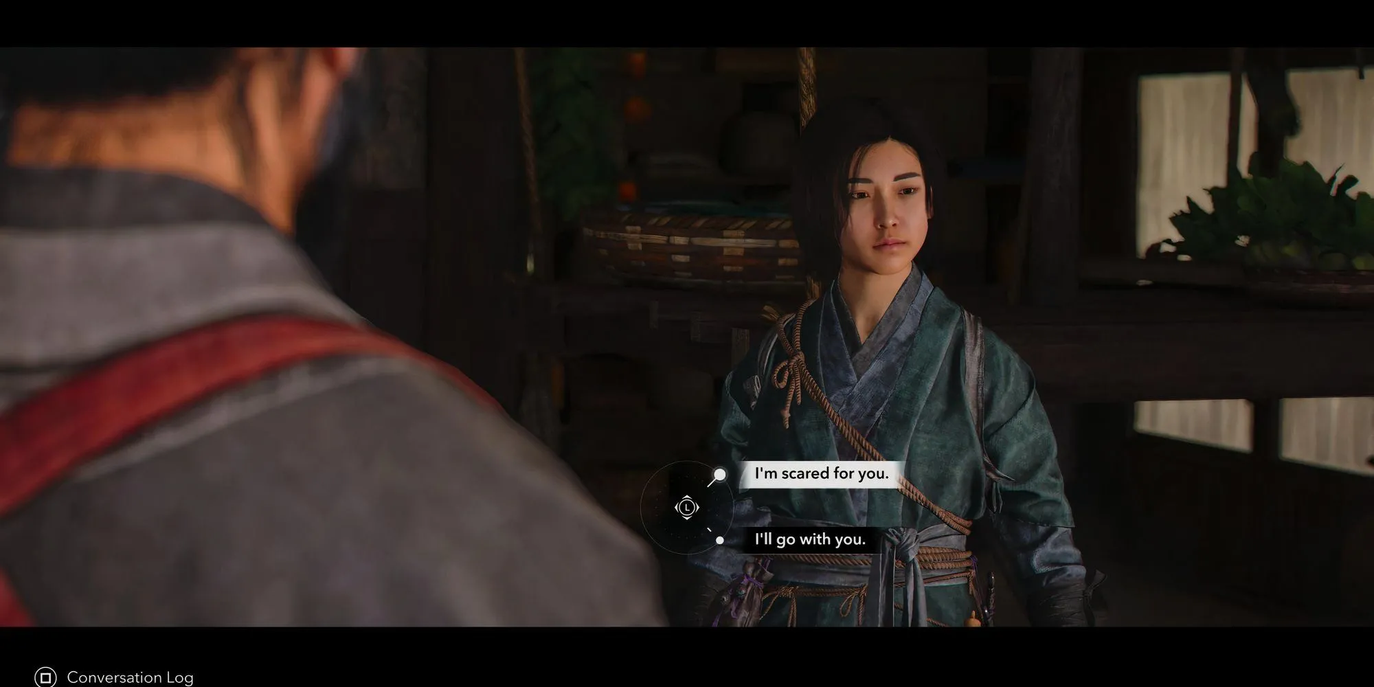 Naoe trò chuyện cùng Matsu và Nagato trong nhiệm vụ Món Nợ Không Thể Trả của Assassin's Creed Shadows