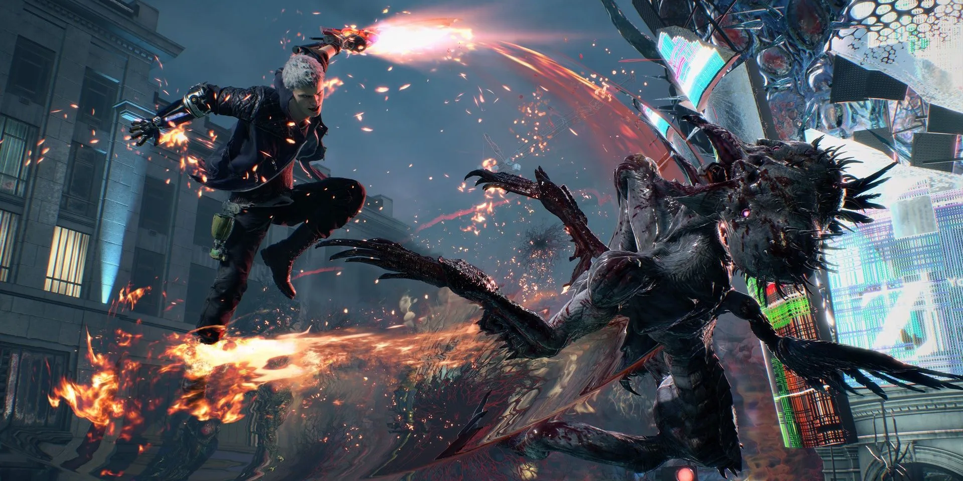 Nero chém Empusa trong Devil May Cry 5