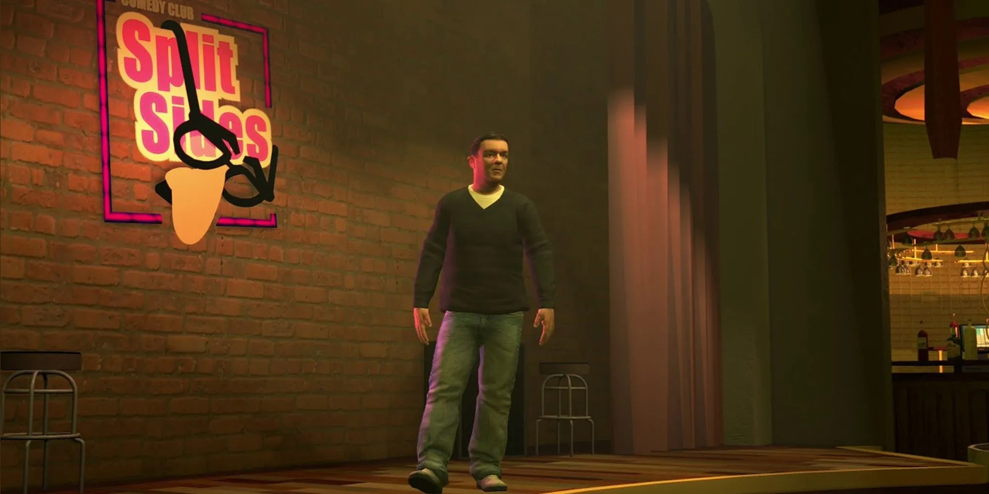 Nghệ sĩ hài Ricky Gervais xuất hiện trong câu lạc bộ Split Sides ở GTA 4