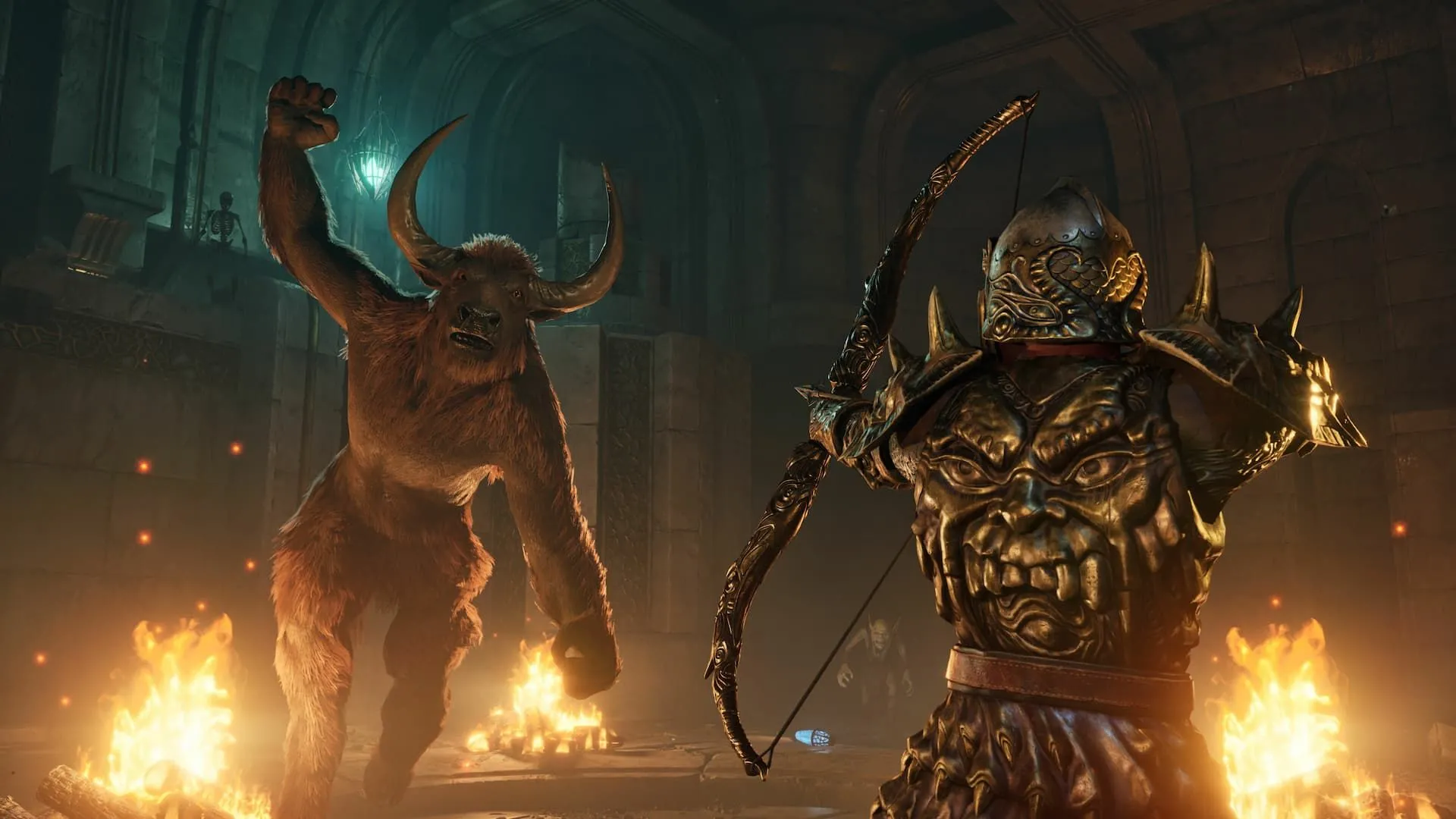 Người chơi chiến đấu với quái vật Minotaur trong Oblivion Remastered