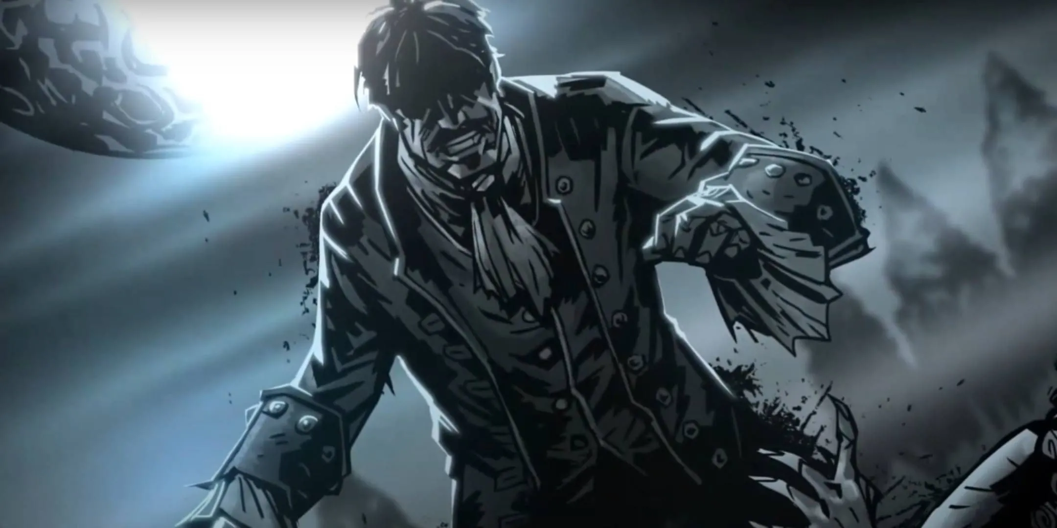 Người đàn ông đứng trên người phụ nữ cầm dao trong phân cảnh cắt cảnh của Darkest Dungeon