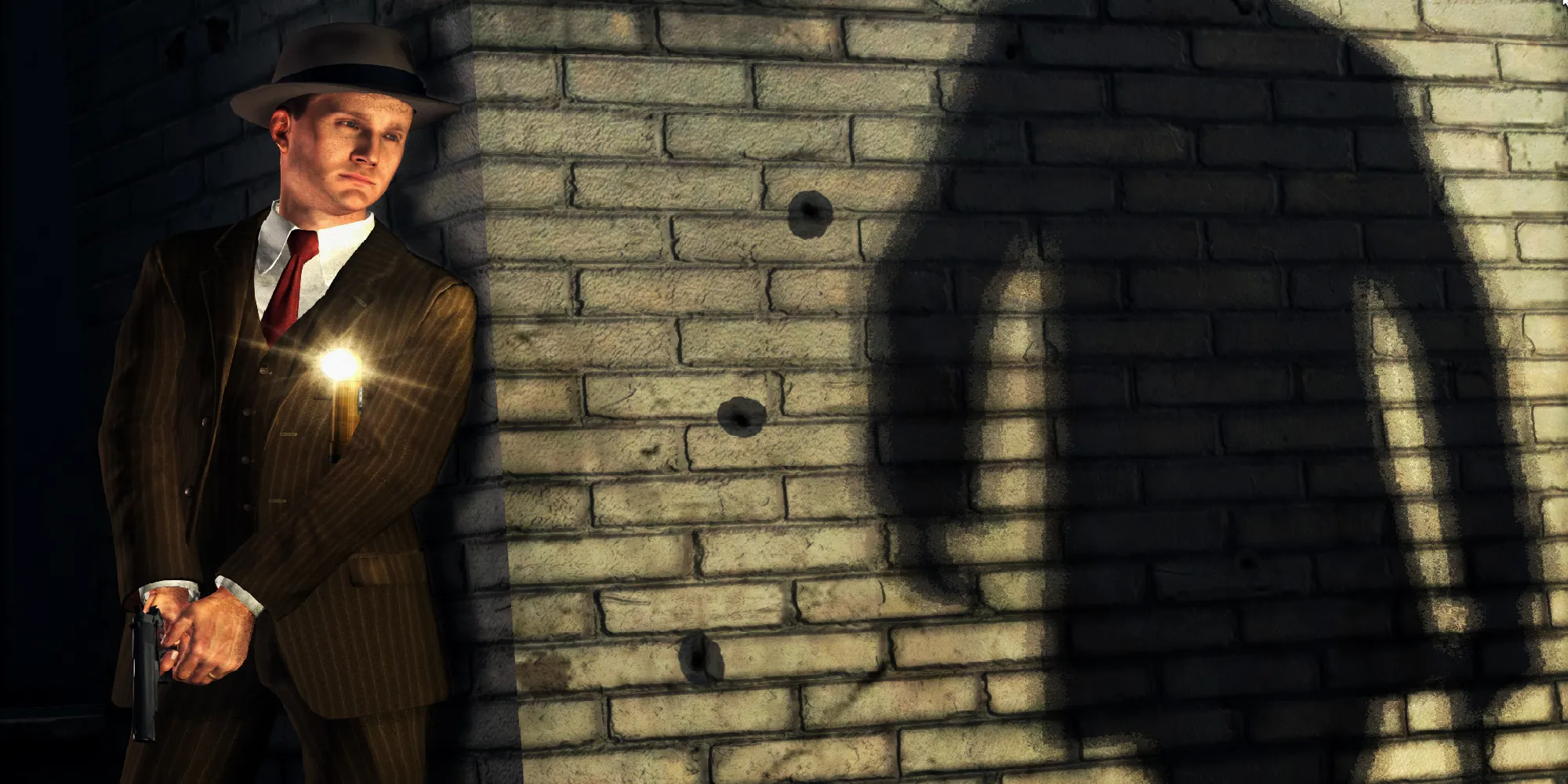 Nhân vật ẩn nấp và tiếp cận một người trong game LA Noire