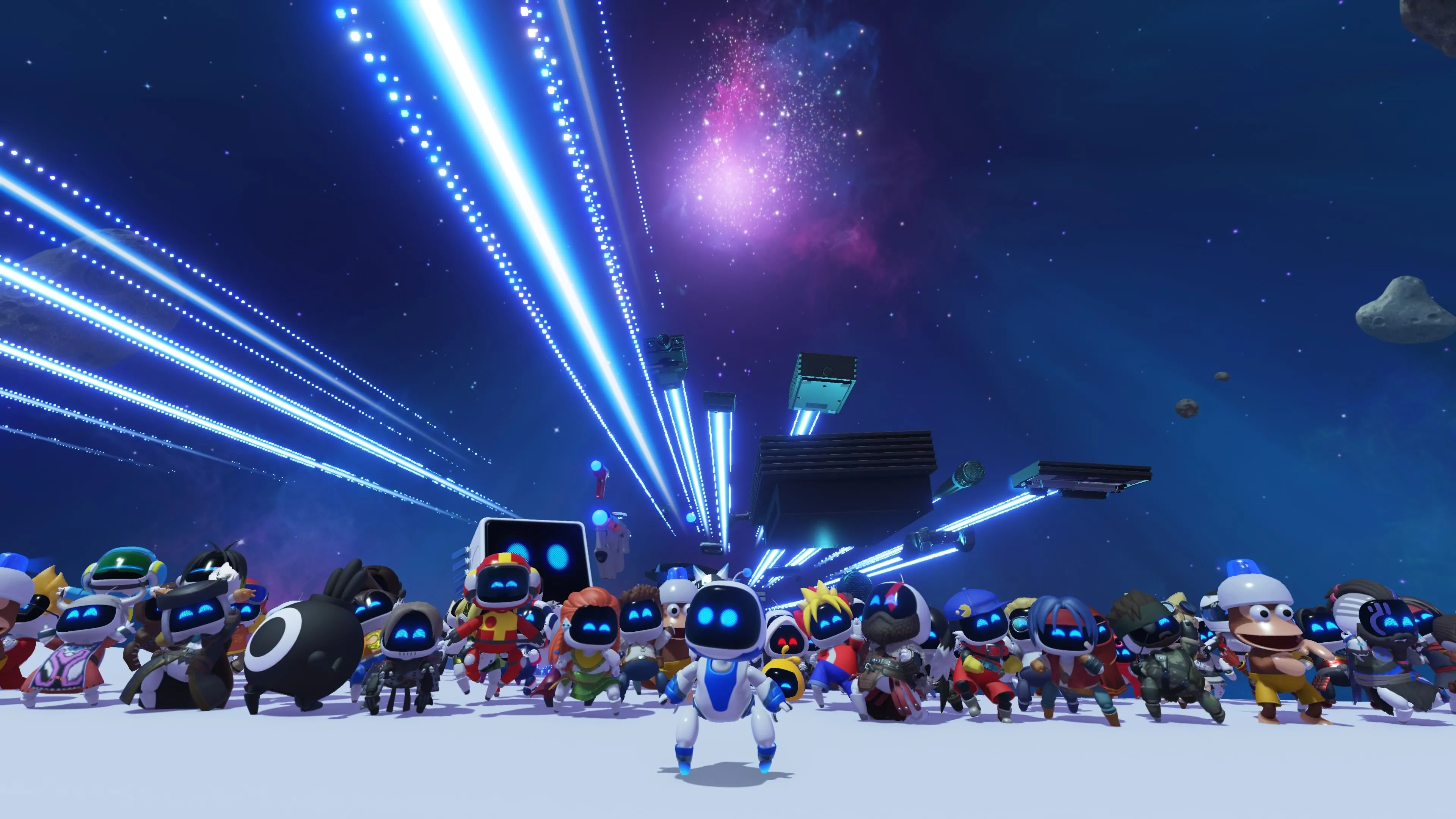 Nhân vật Astro Bot trong game độc quyền PlayStation đang khám phá, minh họa cho trải nghiệm chơi game trên PS5 Pro