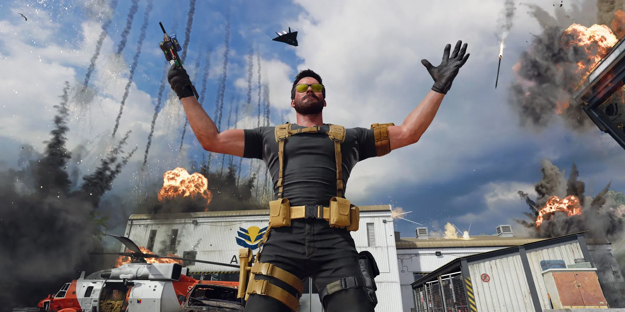 Nhân vật Black Ops 6 trang bị vũ khí sẵn sàng chiến đấu
