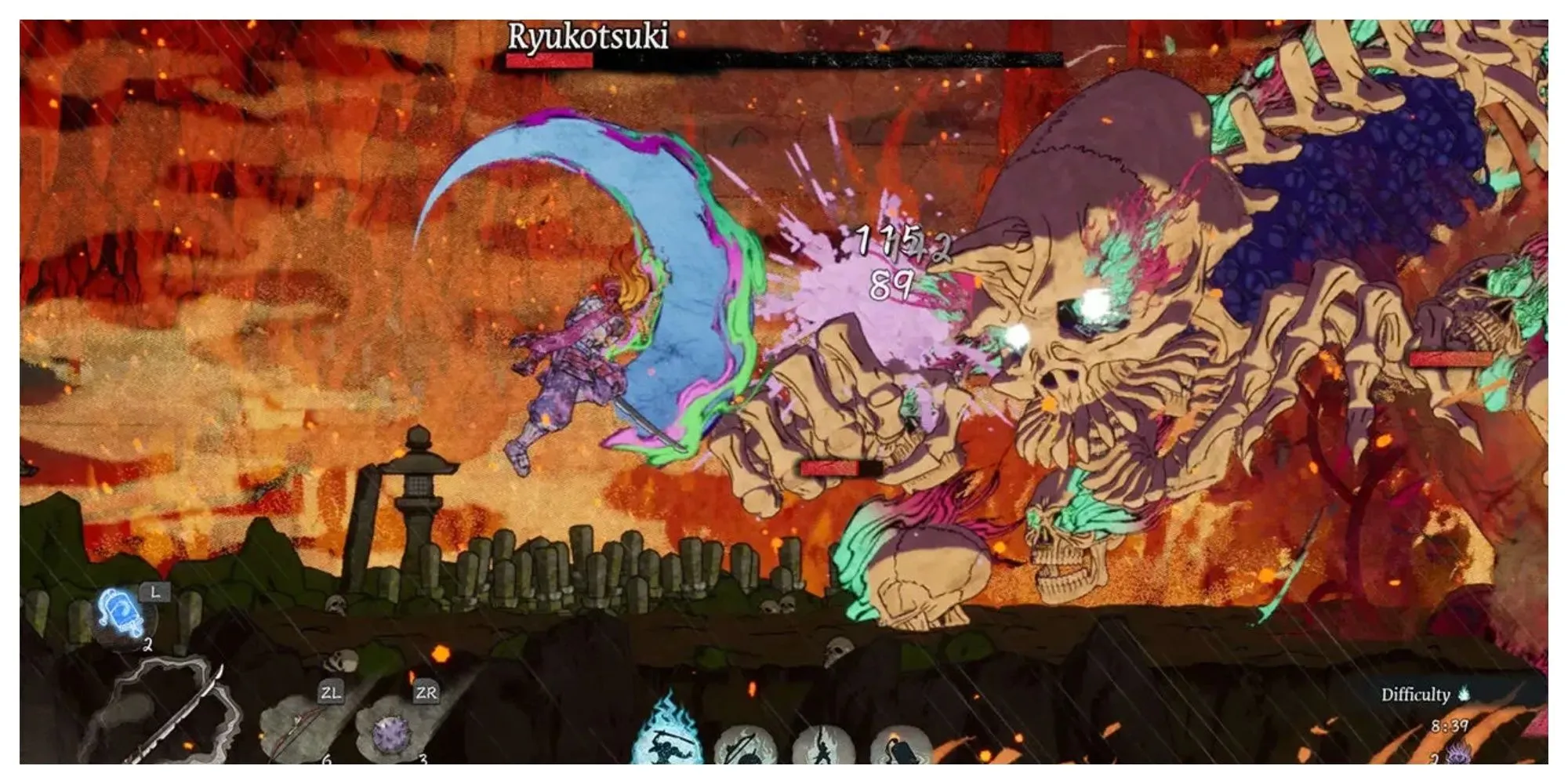 Nhân vật chính Getsu Fuma trong game GetsuFumaDen Undying Moon với phong cách đồ họa Ukiyo-e đặc trưng