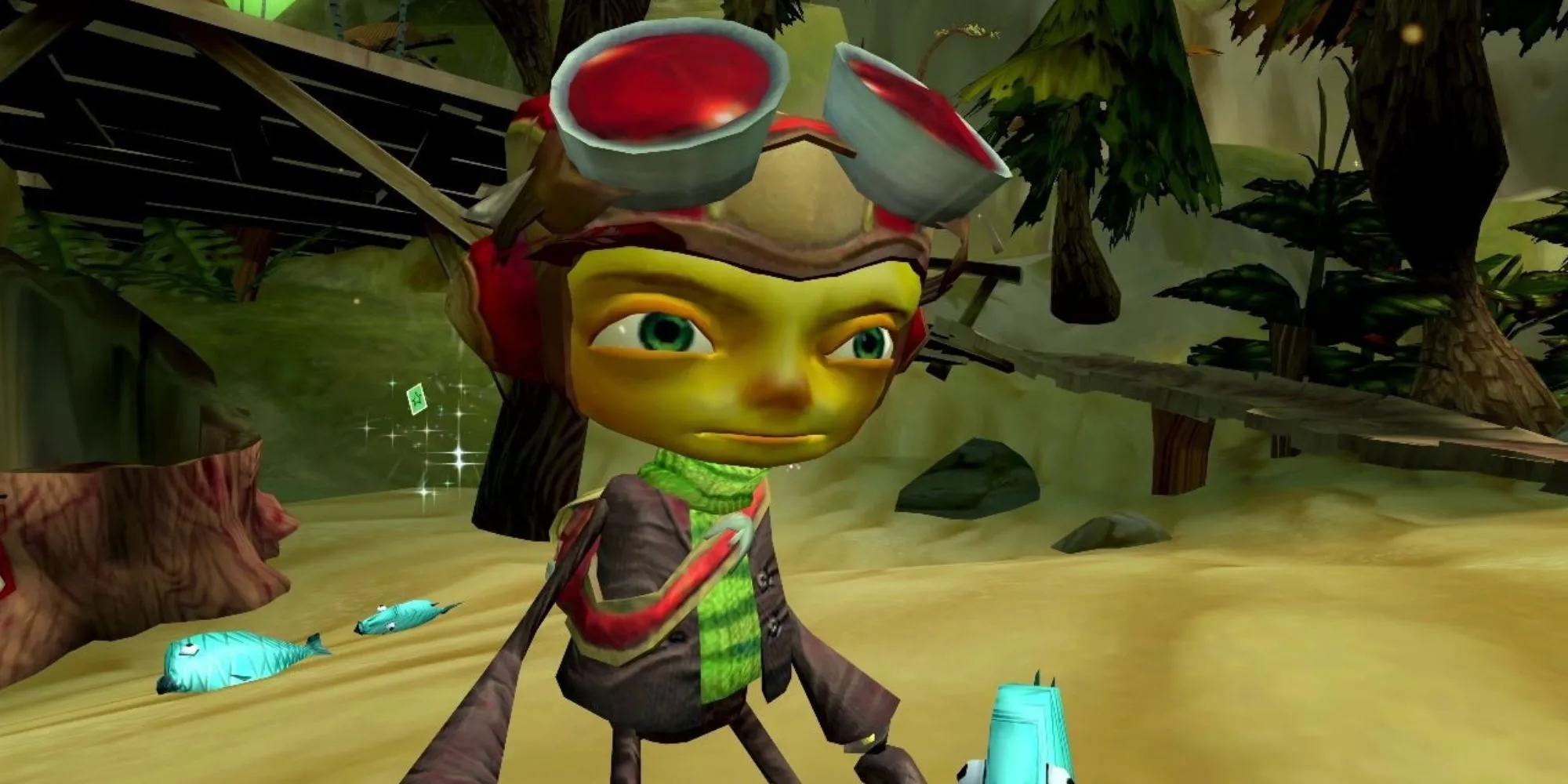 Nhân vật chính Raz trong game Psychonauts gốc năm 2005, sử dụng năng lực tâm linh