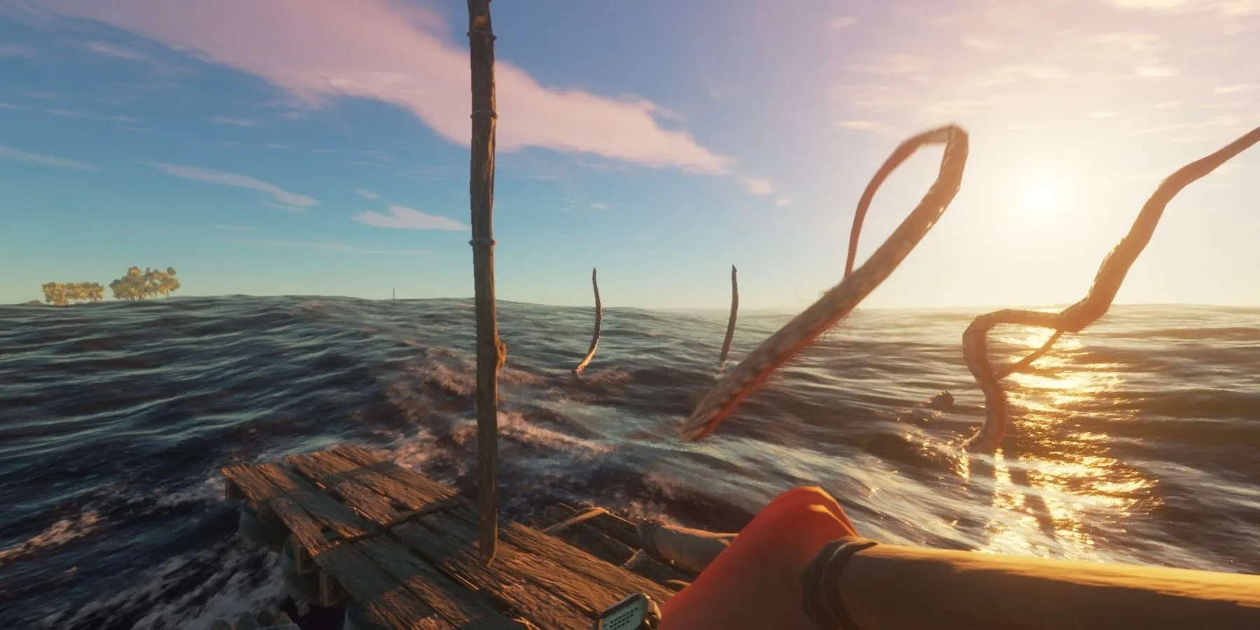 Nhân vật chính trôi dạt trên biển giữa các hòn đảo trong Stranded Deep