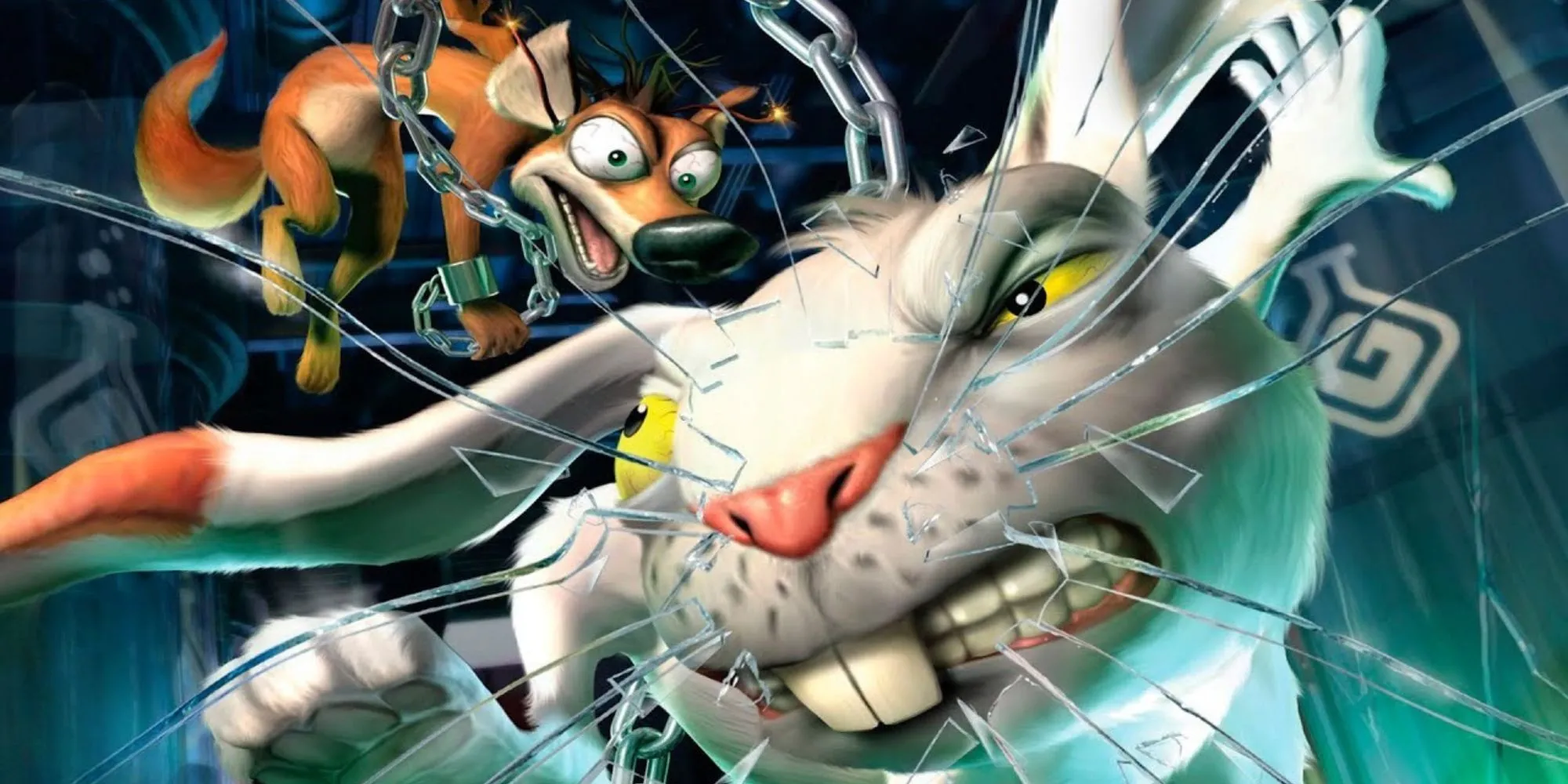 Nhân vật chồn và thỏ trong game platform Whiplash PS2
