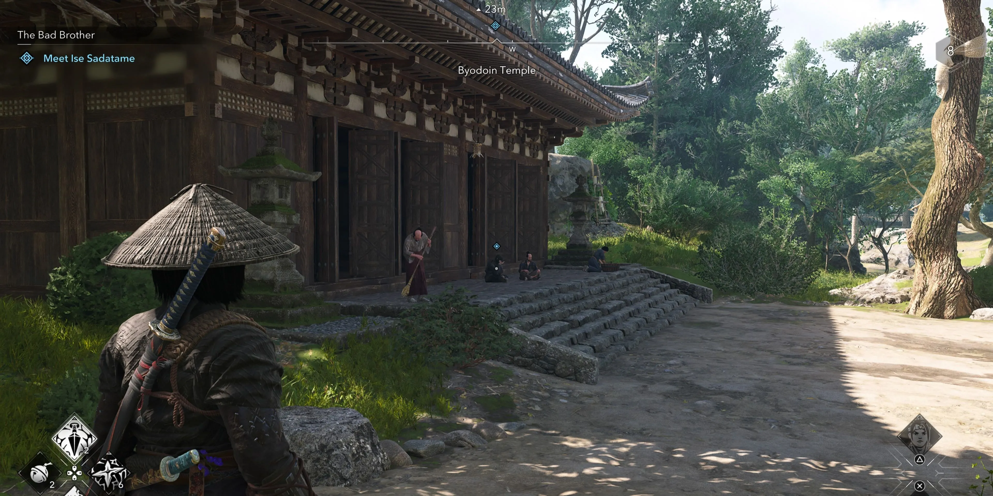 Nhân vật Ise Sadatame tại Đền Byodoin trong game Assassin's Creed Shadows