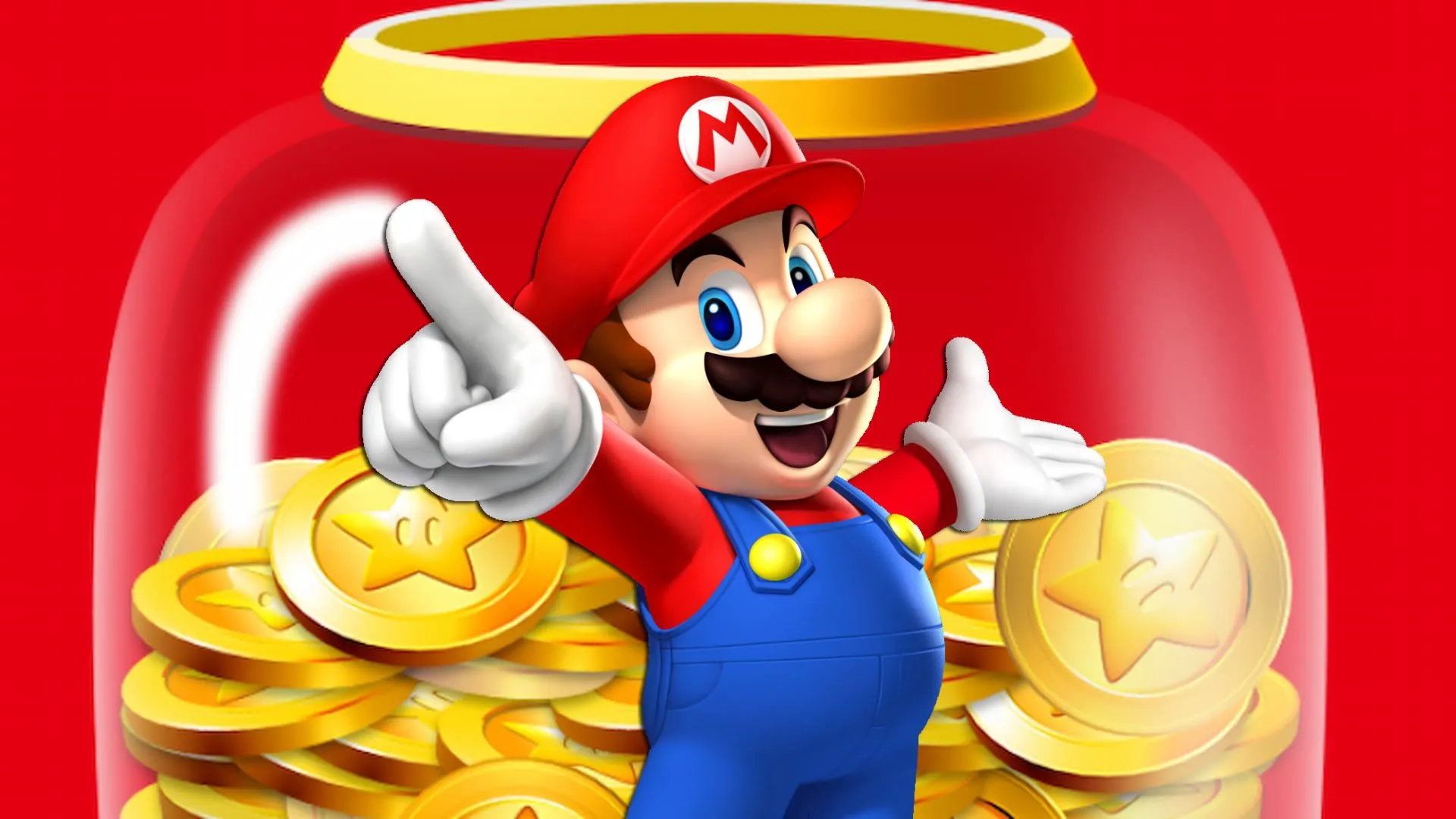 Nhân vật Mario đang thu thập điểm vàng Nintendo