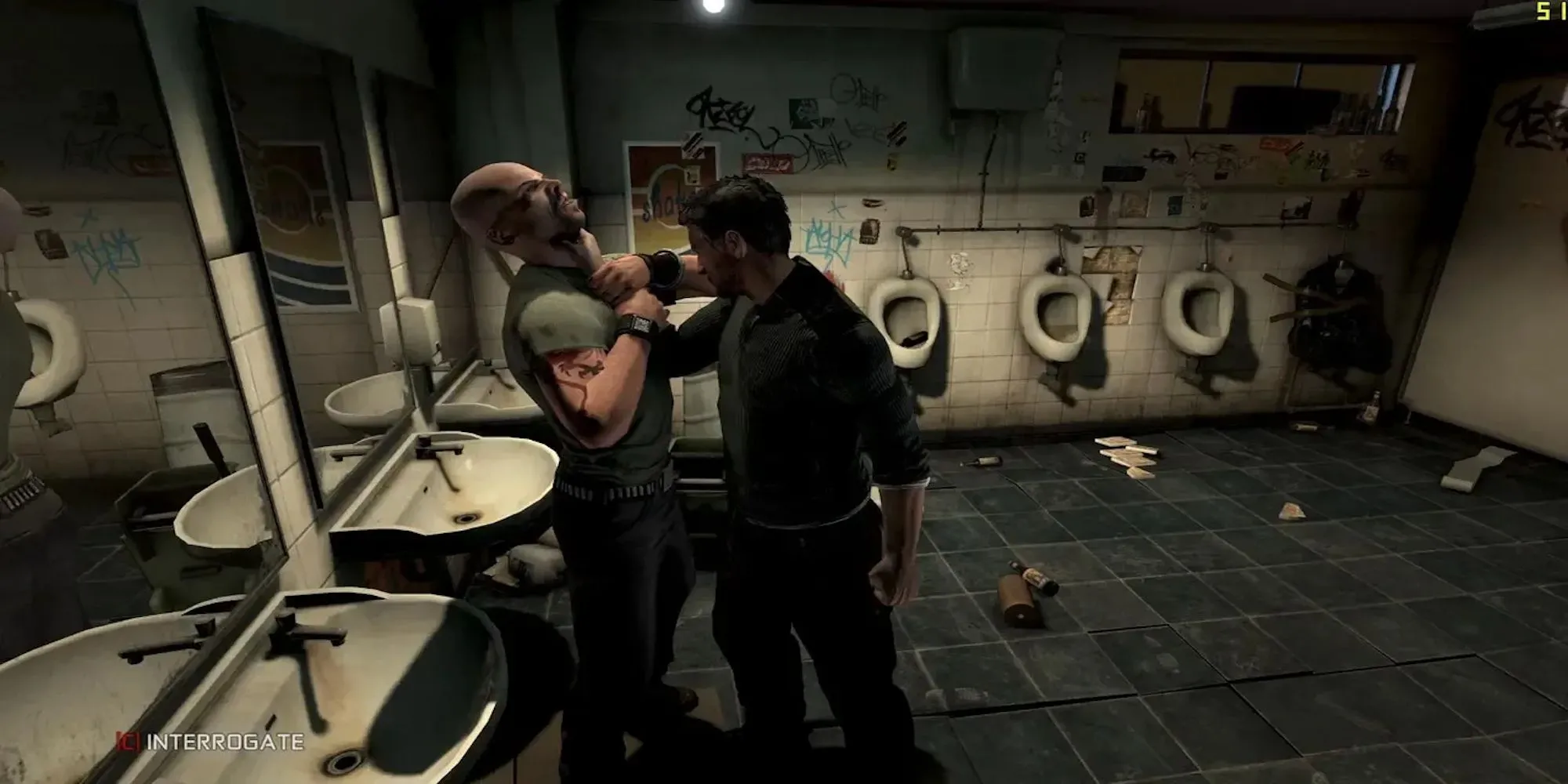 Nhân vật Sam Fisher thực hiện pha hành động cận chiến hạ gục kẻ địch trong Splinter Cell Conviction