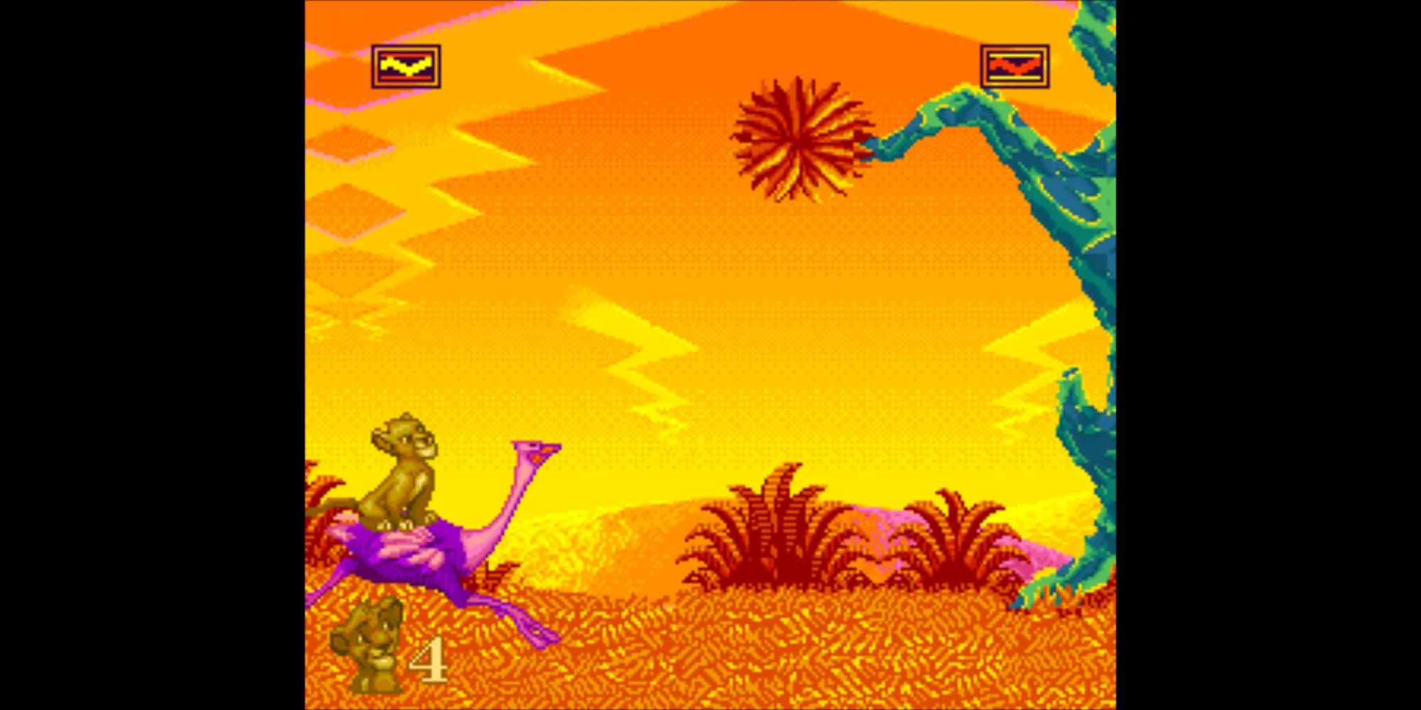 Nhân vật Simba con trong màn chơi 'Can't Wait to be King' của game The Lion King trên SNES.