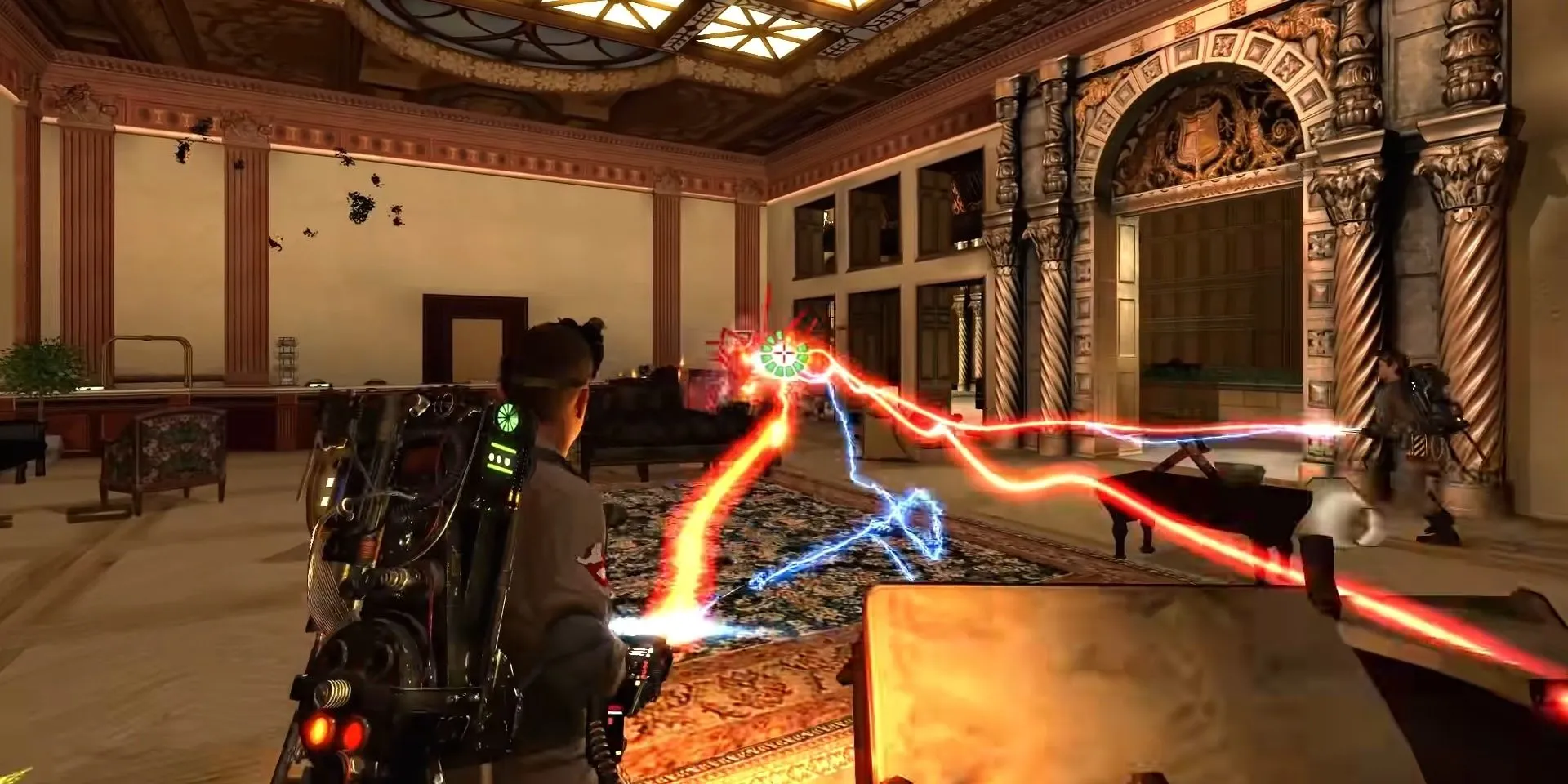 Nhân vật sử dụng Proton Pack để bắt ma trong Ghostbusters: The Video Game