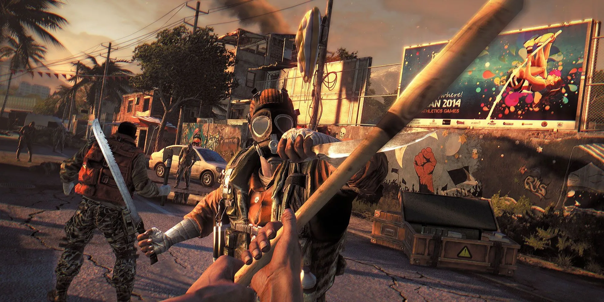 Nhân vật trong Dying Light chiến đấu với zombie trong thành phố Harran đầy rẫy nguy hiểm