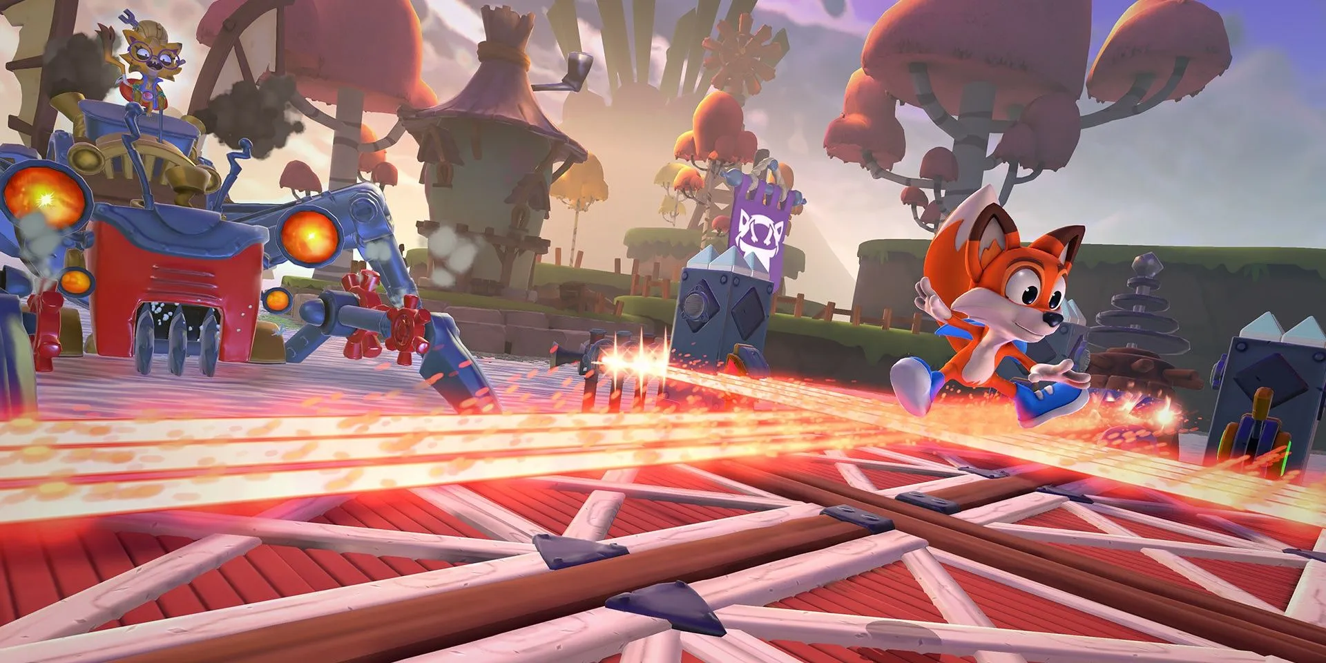 Nhảy qua tia laser trong New Super Lucky s Tale
