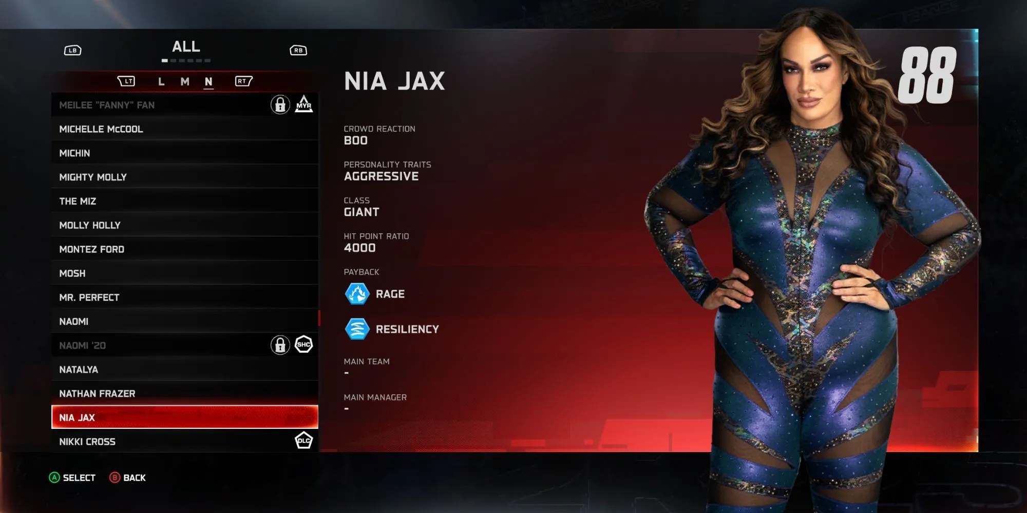 Nia Jax, đại diện phong cách The Giant trong WWE 2K25, thể hiện sức mạnh vượt trội