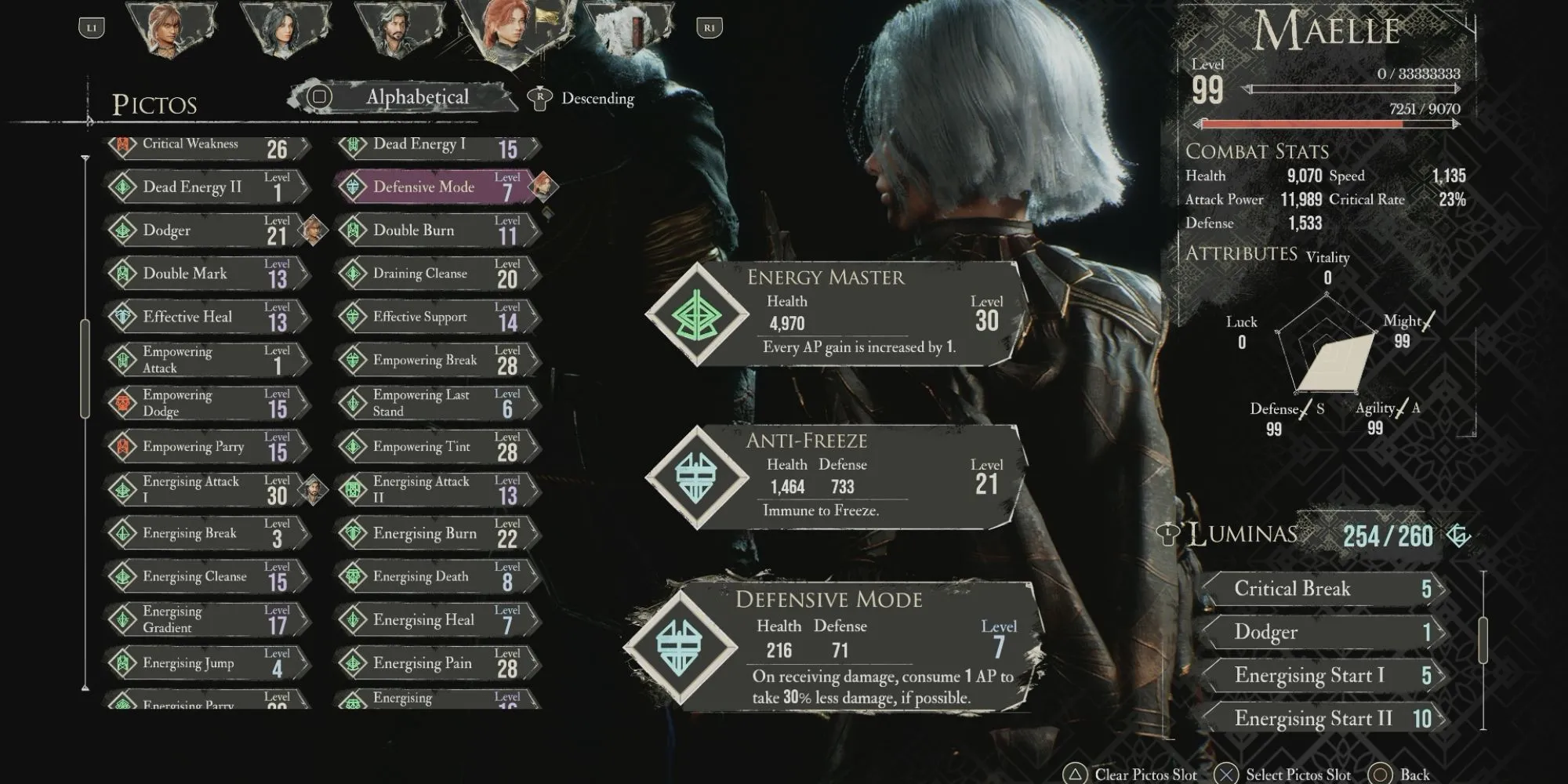 Picto Defensive Mode giúp giảm sát thương nhận vào trong Clair Obscur Expedition 33