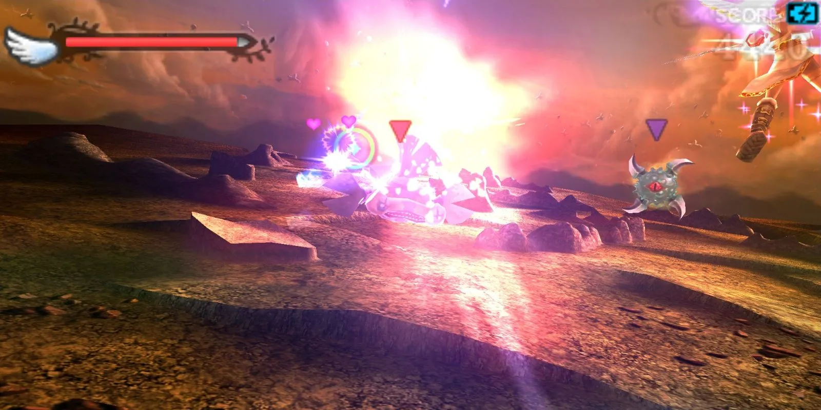 Pit và Dark Pit chiến đấu trong Kid Icarus Uprising trên Nintendo 3DS