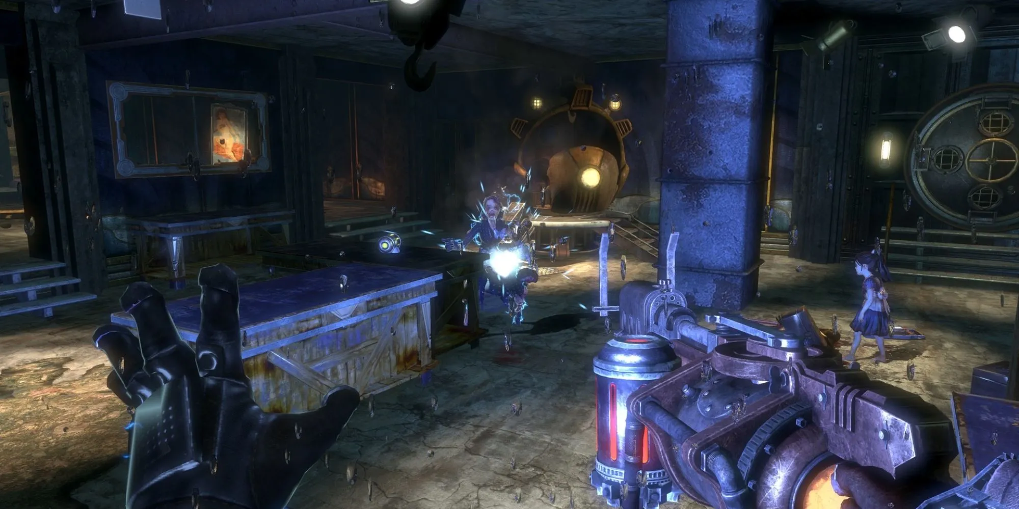 Poster chính thức của BioShock 2 với Big Daddy và Little Sister