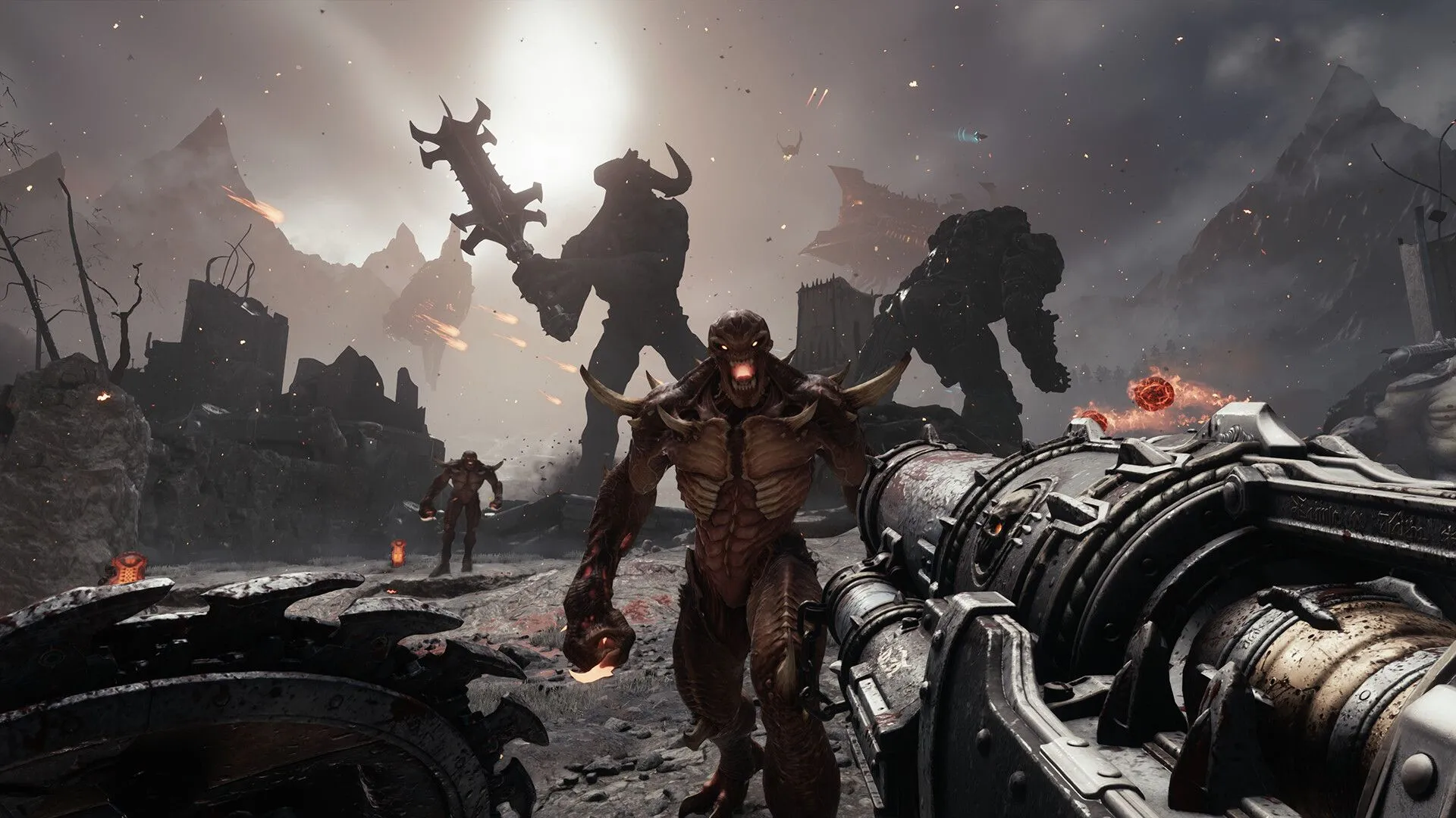 Quái vật Doom Hunter (?) trong bối cảnh trung cổ của DOOM The Dark Ages