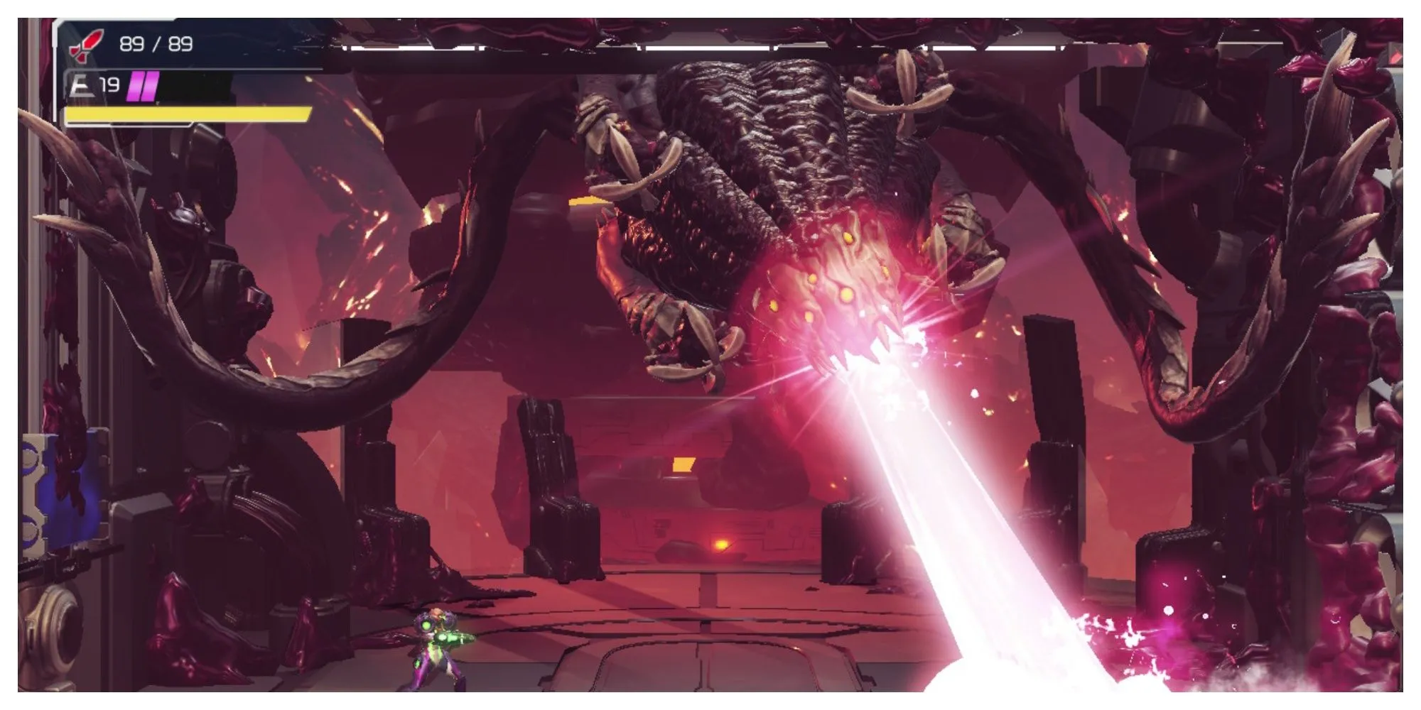 Quái vật Experiment Z-57 trong Metroid Dread phun năng lượng độc hại