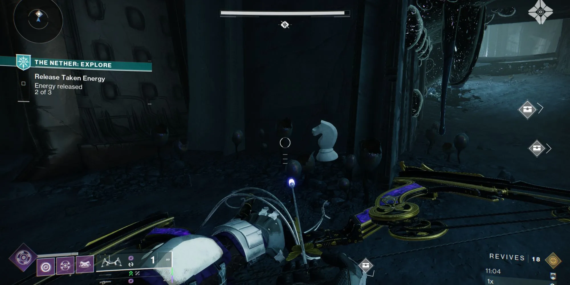 Quân cờ bí ẩn Destiny 2 gần khung cửa ở tầng trệt The Founts, Nether