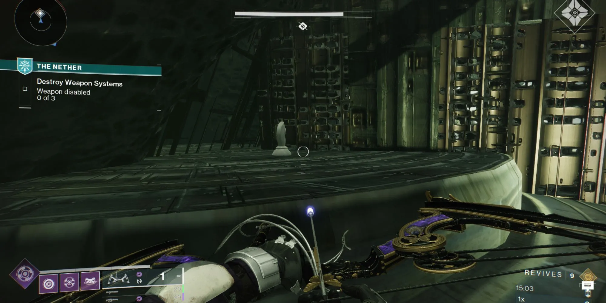 Quân cờ bí ẩn Destiny 2 trên bức tường cần leo lên ở Hall of Souls, Nether